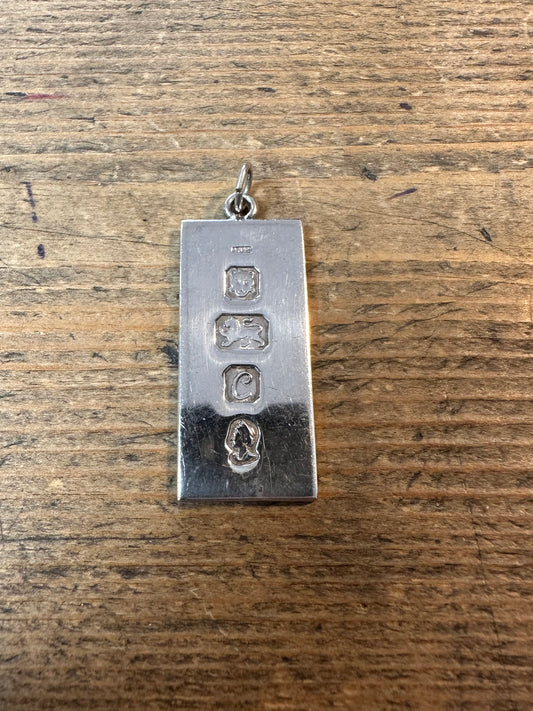 Vintage 1977 Ingot 925 Silver Pendant