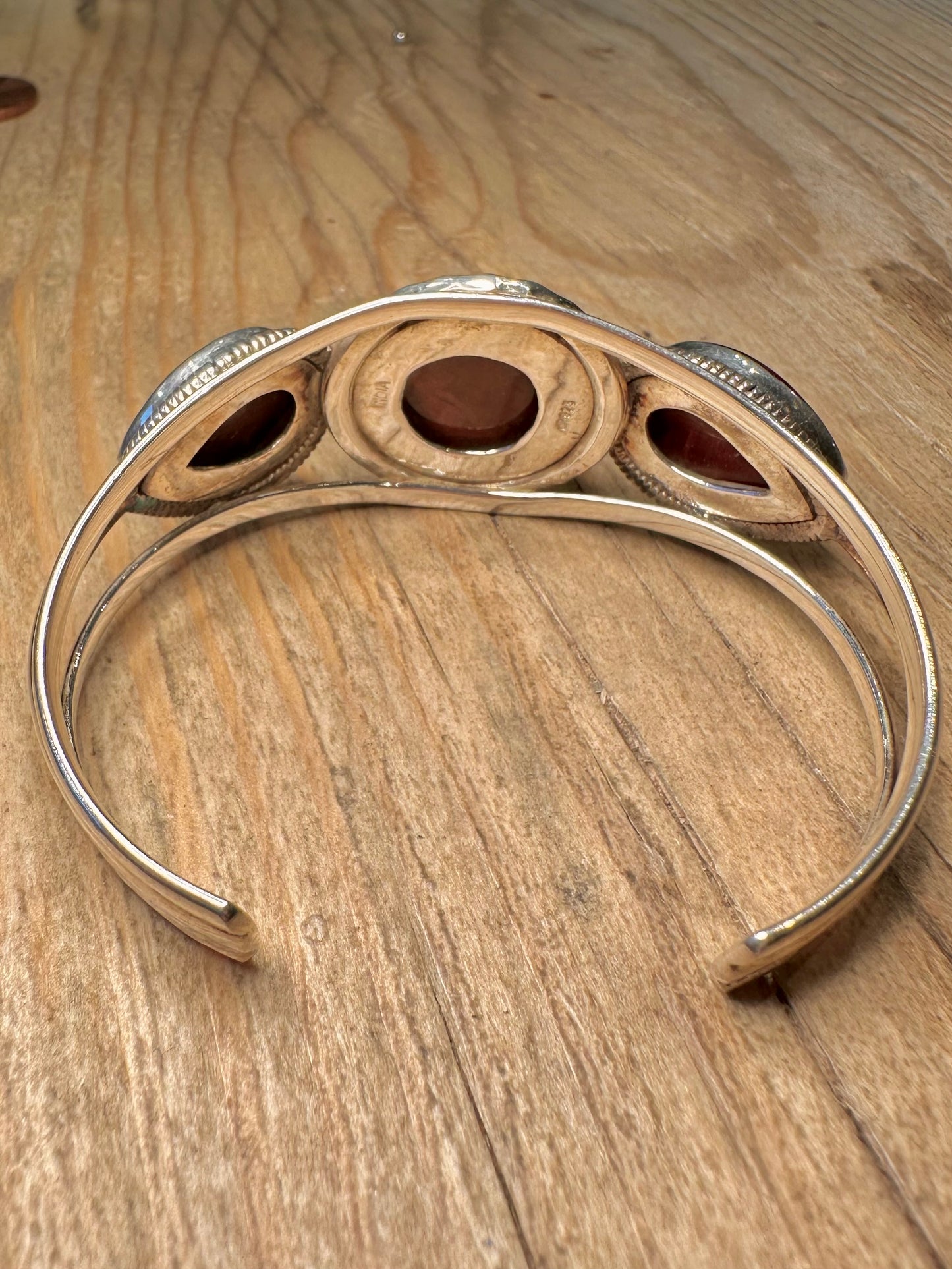 Vintage Orange Tigers Eye Cuff 925 Sterling Silver Cuff Bangle