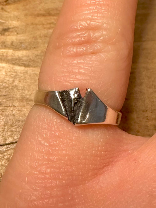 Brutalist Abstract Polish 925 Silver Size K Ring