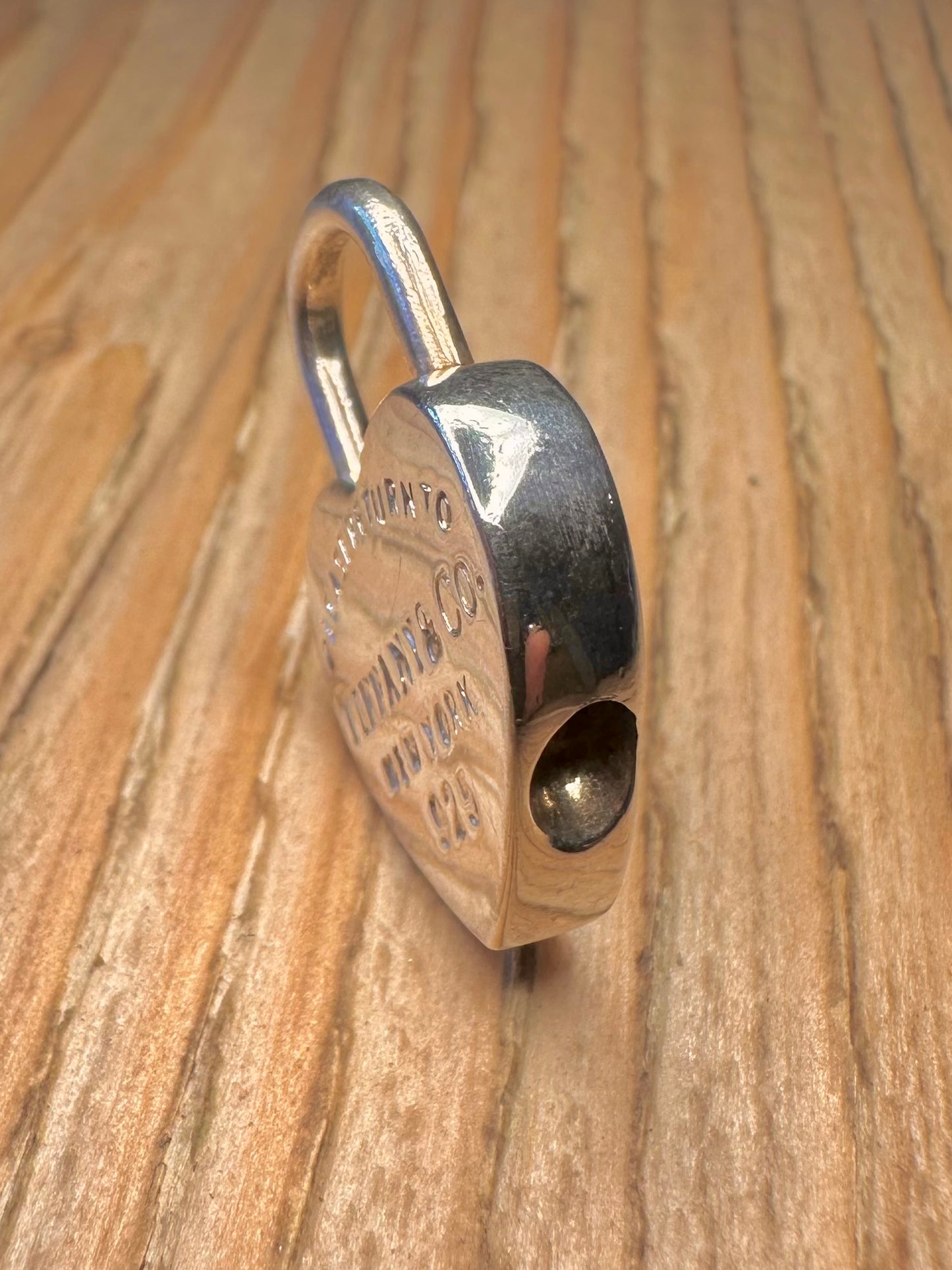 Vintage Tiffany & Co Heart Padlock 925 Sterling Silver Pendant