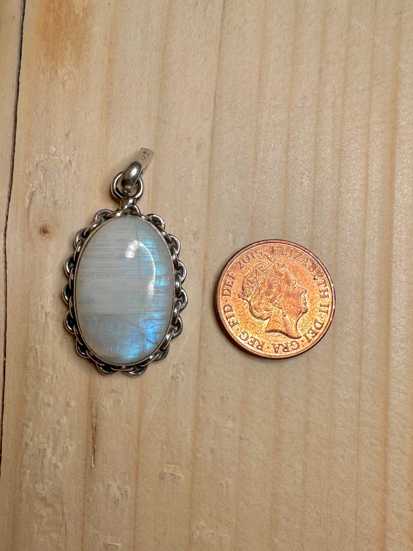 Oval Rainbow Moonstone 925 Sterling Silver Pendant