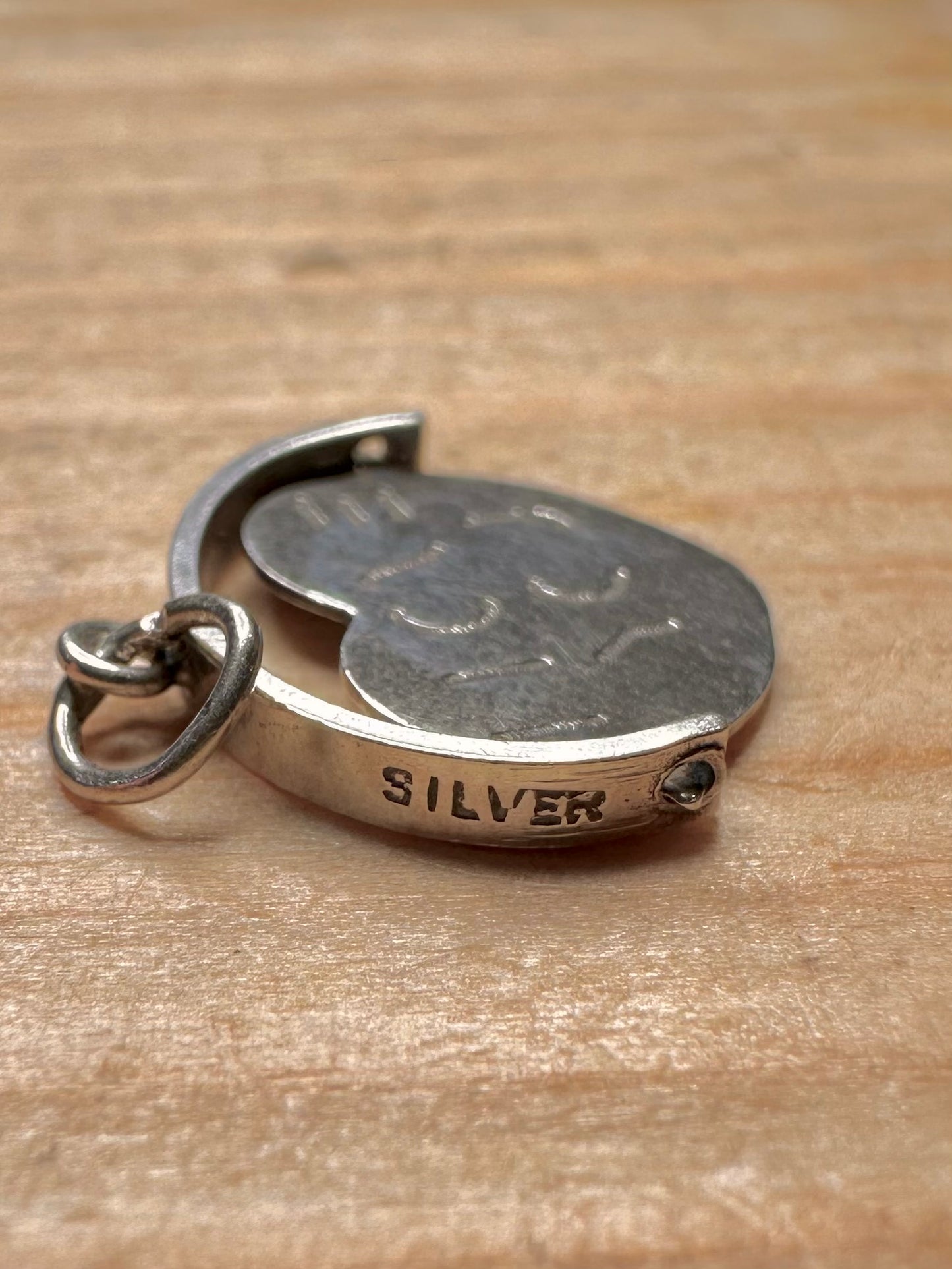 Vintage Herz "Ich liebe dich" Drehanhänger aus 925er Sterlingsilber