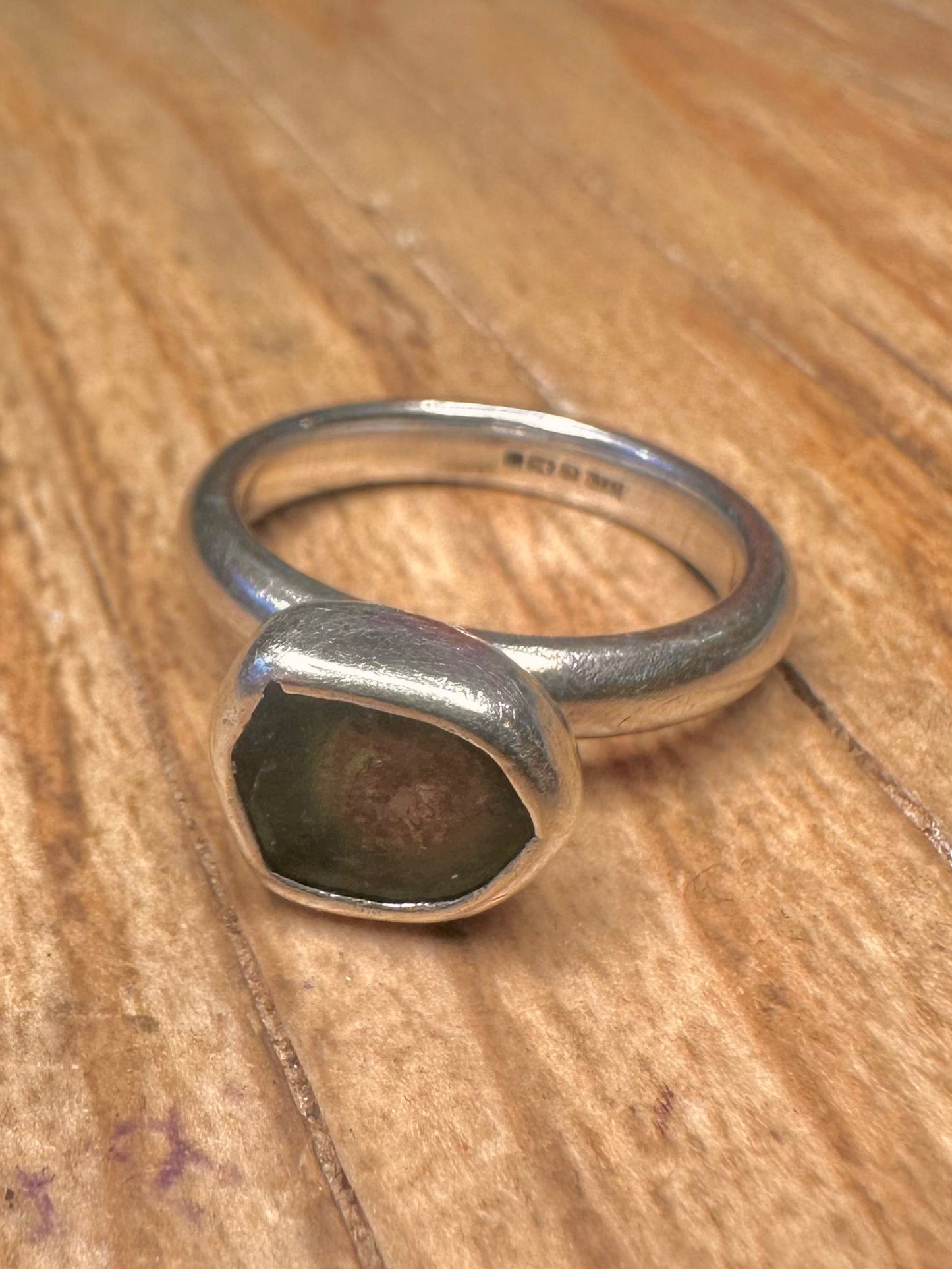 Abstract 1996 Watermelon Tourmaline 925 Sterling Silver Size K1/2 Ring