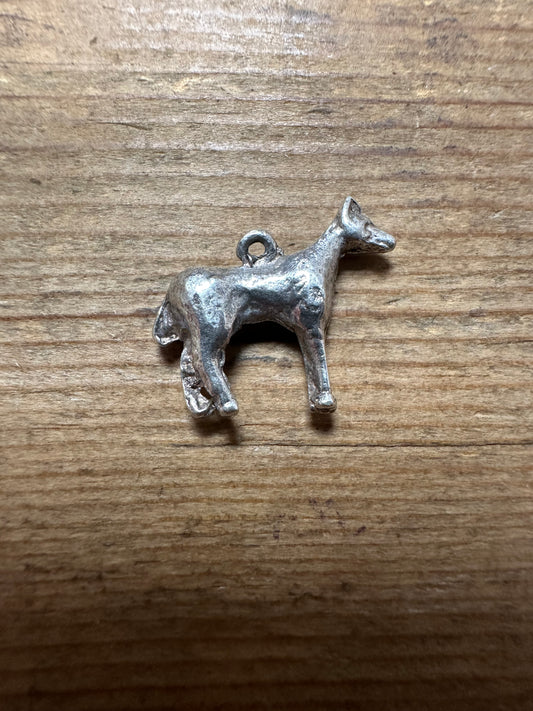 Vintage Dog Silver Charm Pendant