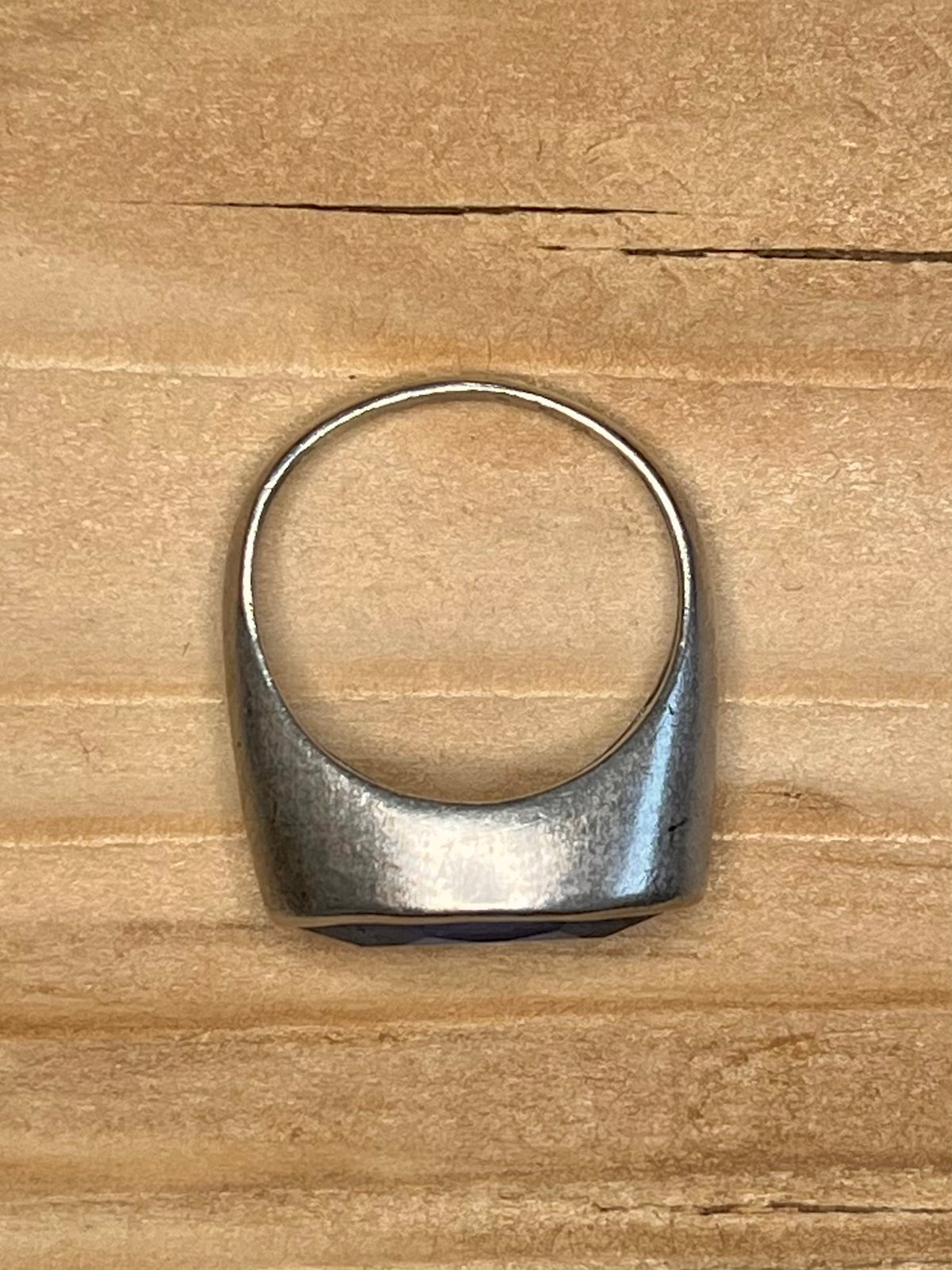 Blue Faceted Stone Elongated Oval 925 Sterling Silver Size O Ring