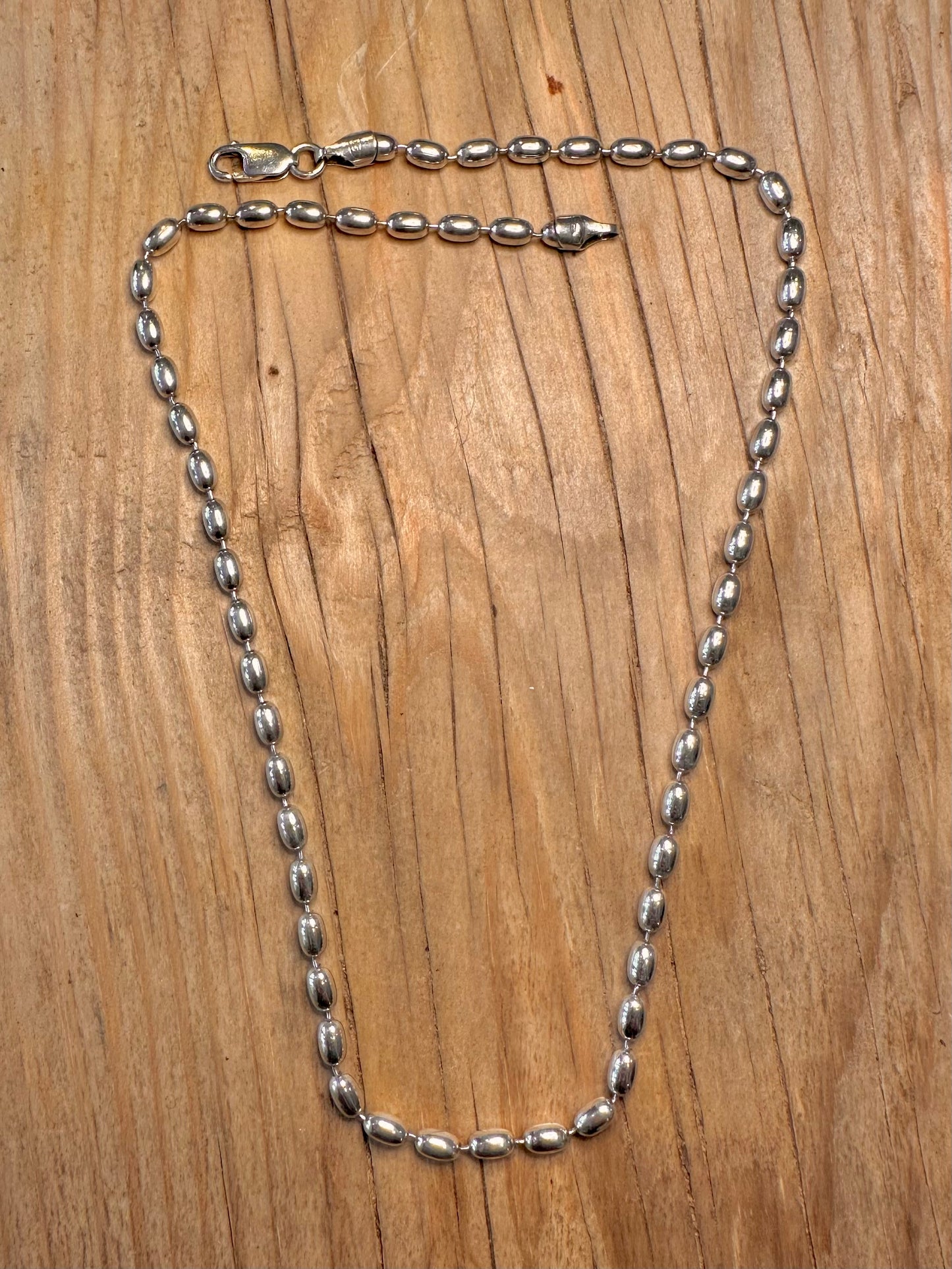 Modernist Bead Chain Italy 925 Sterling Silver 18.2 inch Necklace
