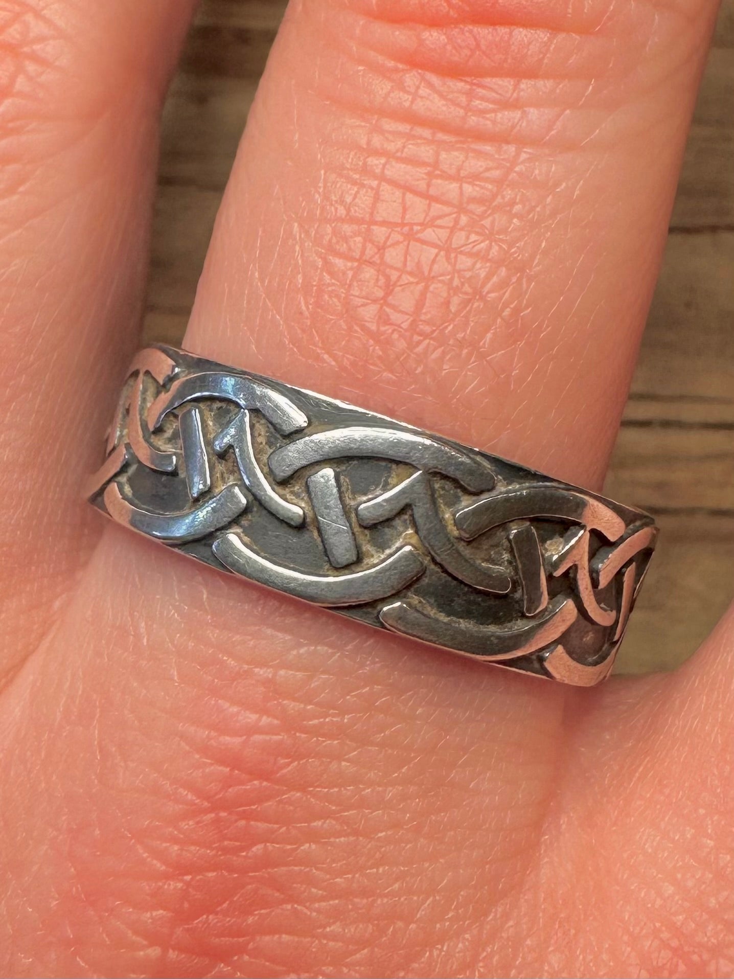 Vintage Celtic Band 925 Sterling Silver Size Z+5 Ring