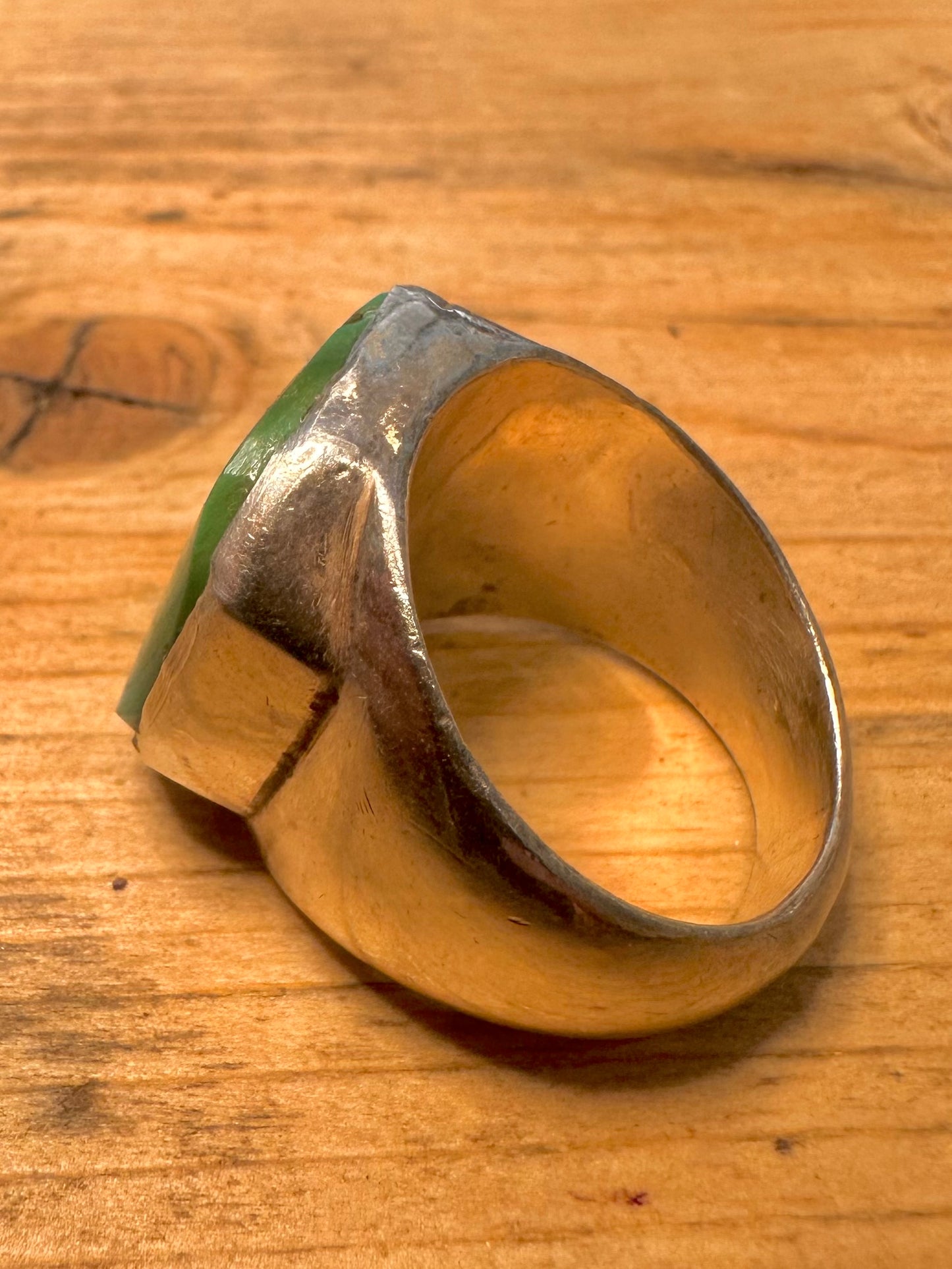 Vintage Large Raw Turquoise 925 Silver Size W Ring