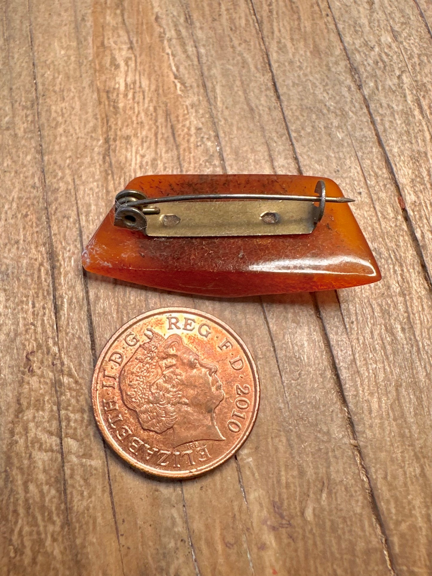 Vintage Amber Brass Brooch