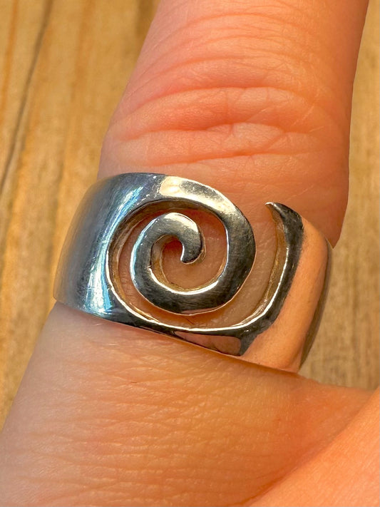 Abstract Swirl 925 Sterling Silver Size L1/2 Ring
