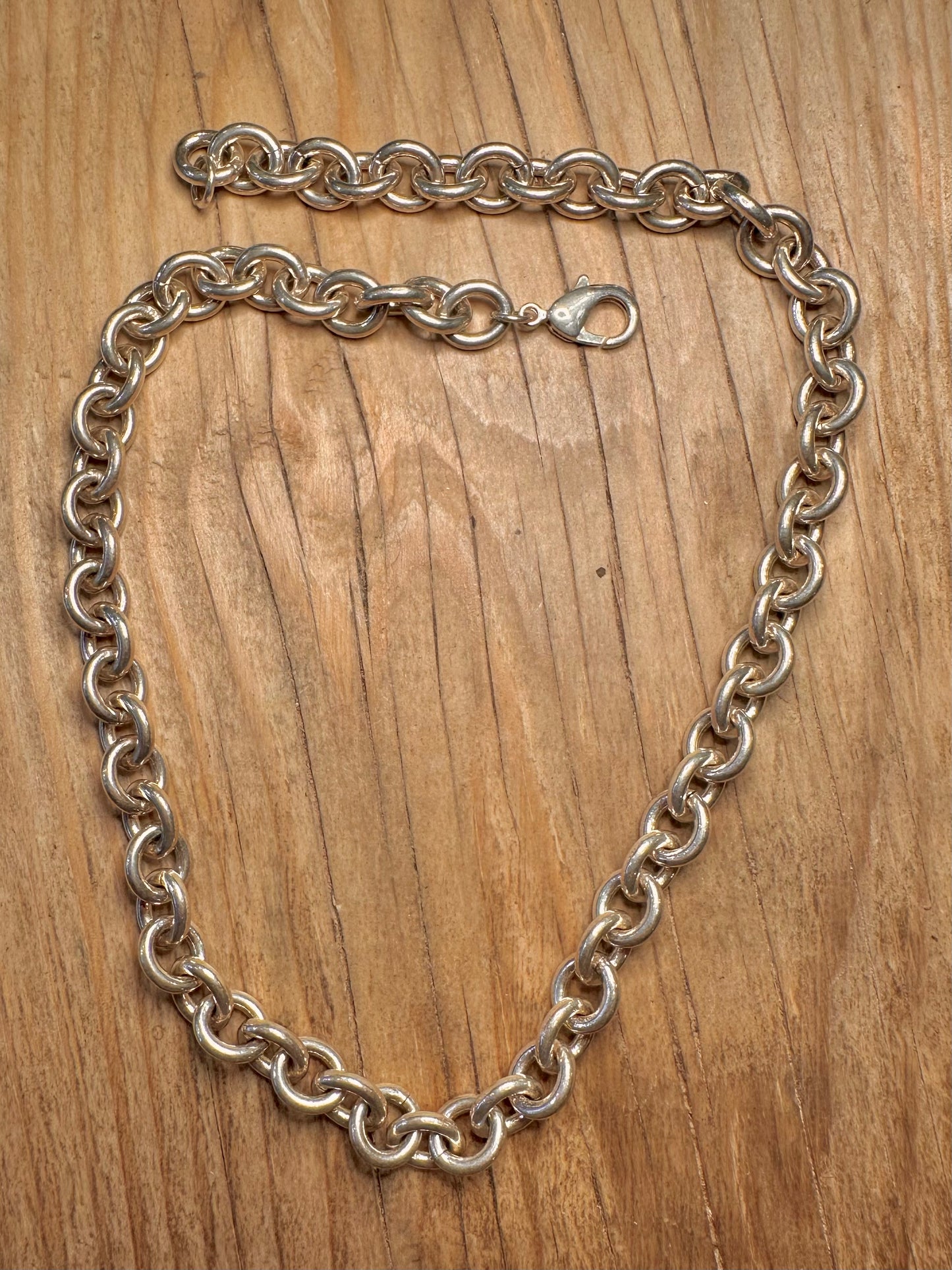 Vintage Chunky Oval Link 925 Sterling Silver 18 inch Necklace