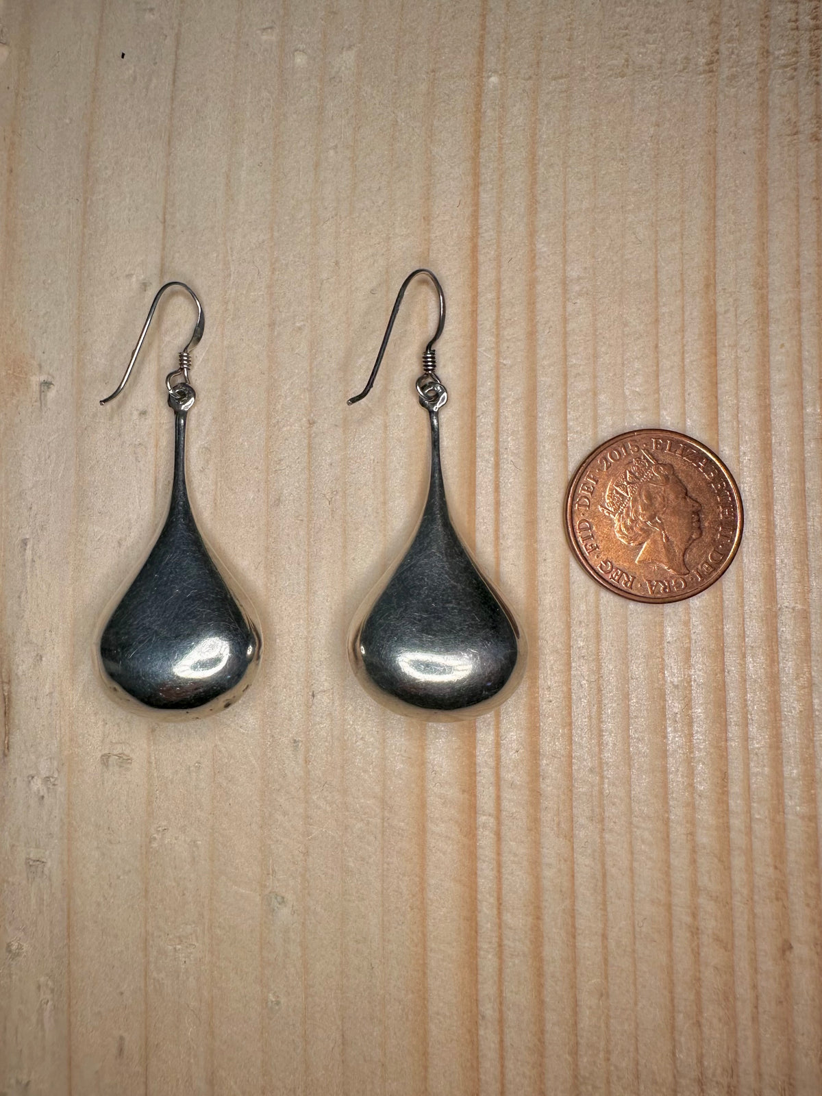 Rounded Teardrop Dangle 925 Sterling Silver Earrings