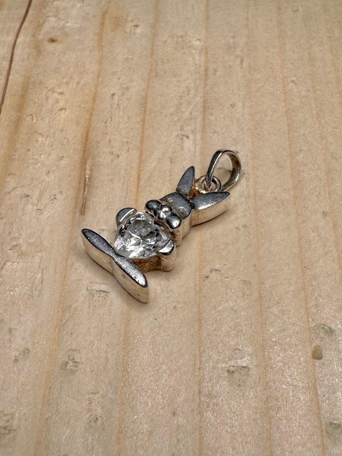 Rabbit CZ Heart 925 Sterling Silver Pendant