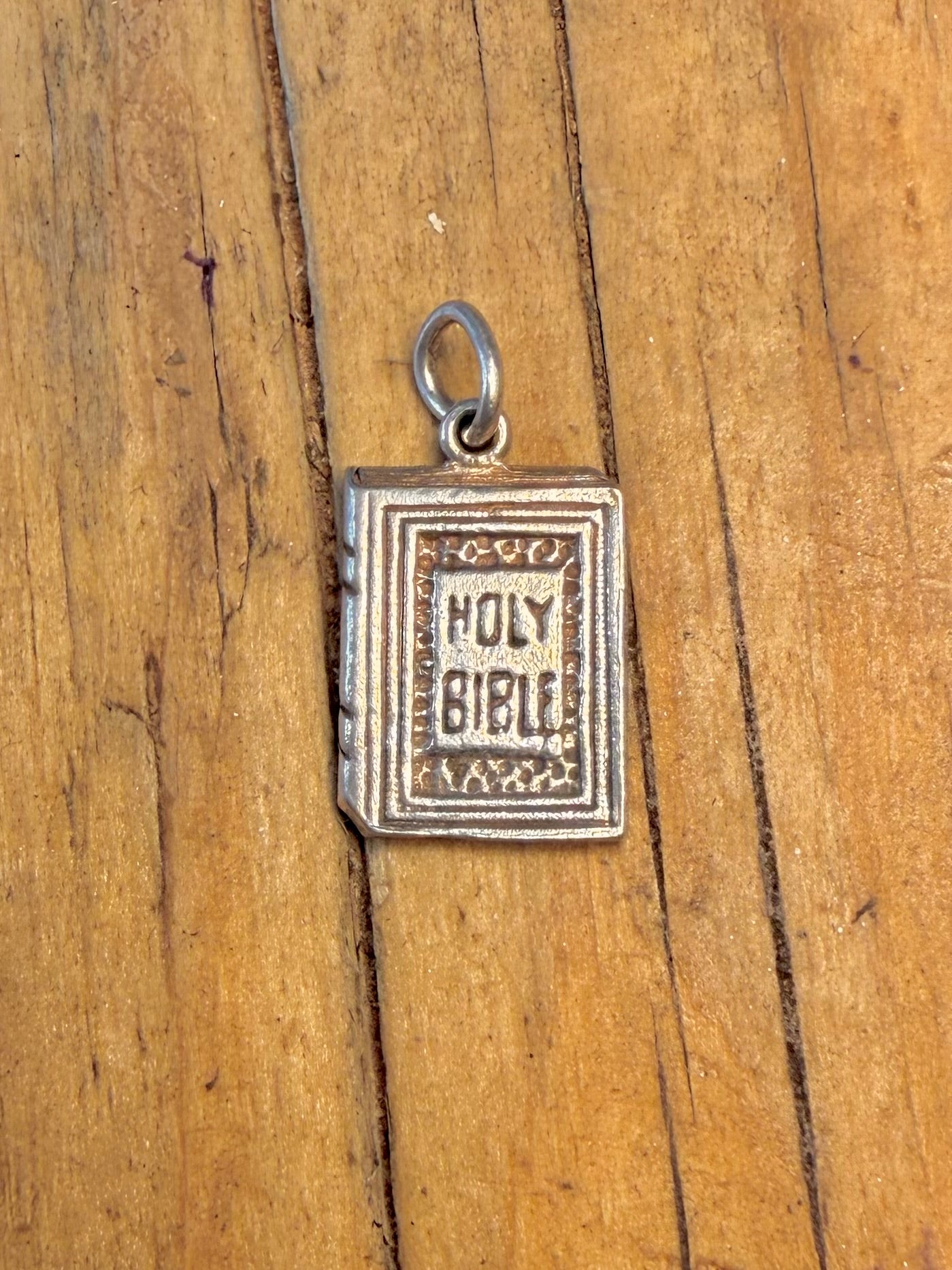 Holy Bible Textured Charm 925 Sterling Silver Pendant