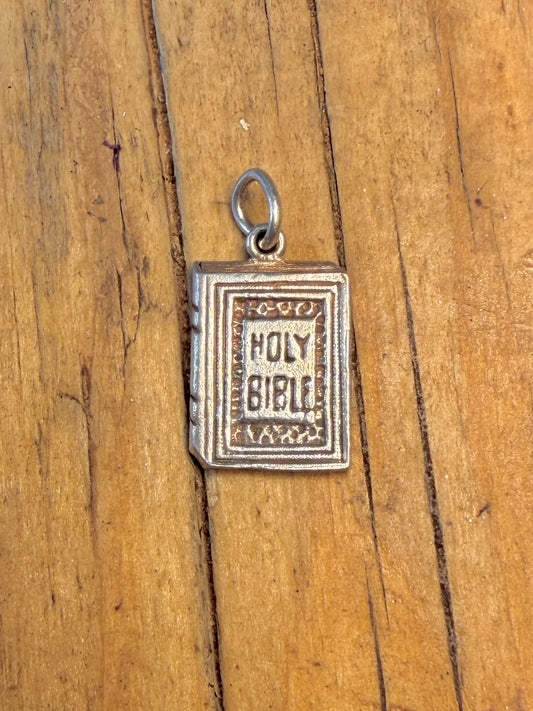 Holy Bible Textured Charm 925 Sterling Silver Pendant