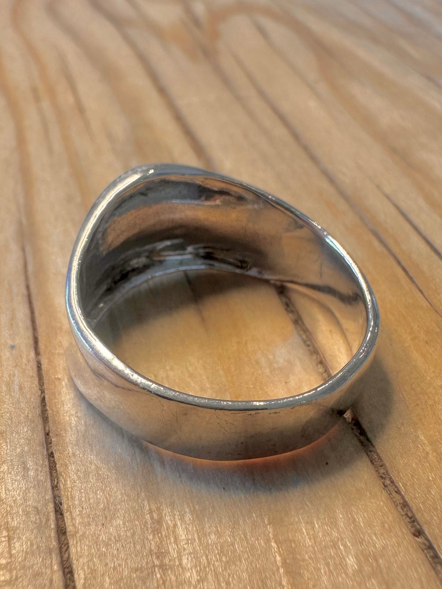 Abstract Concave Dome 925 Silver Size U Ring