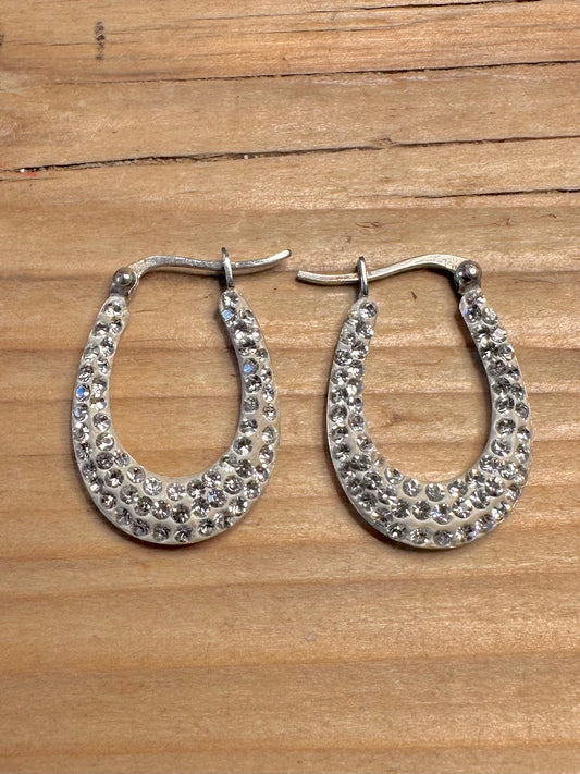 Modernist CZ Hoops 925 Sterling Silver Earrings