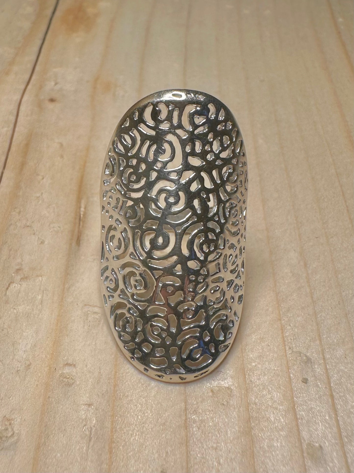 Chunky Bohemian Tall Statement 925 Sterling Silver Size O1/2 Ring