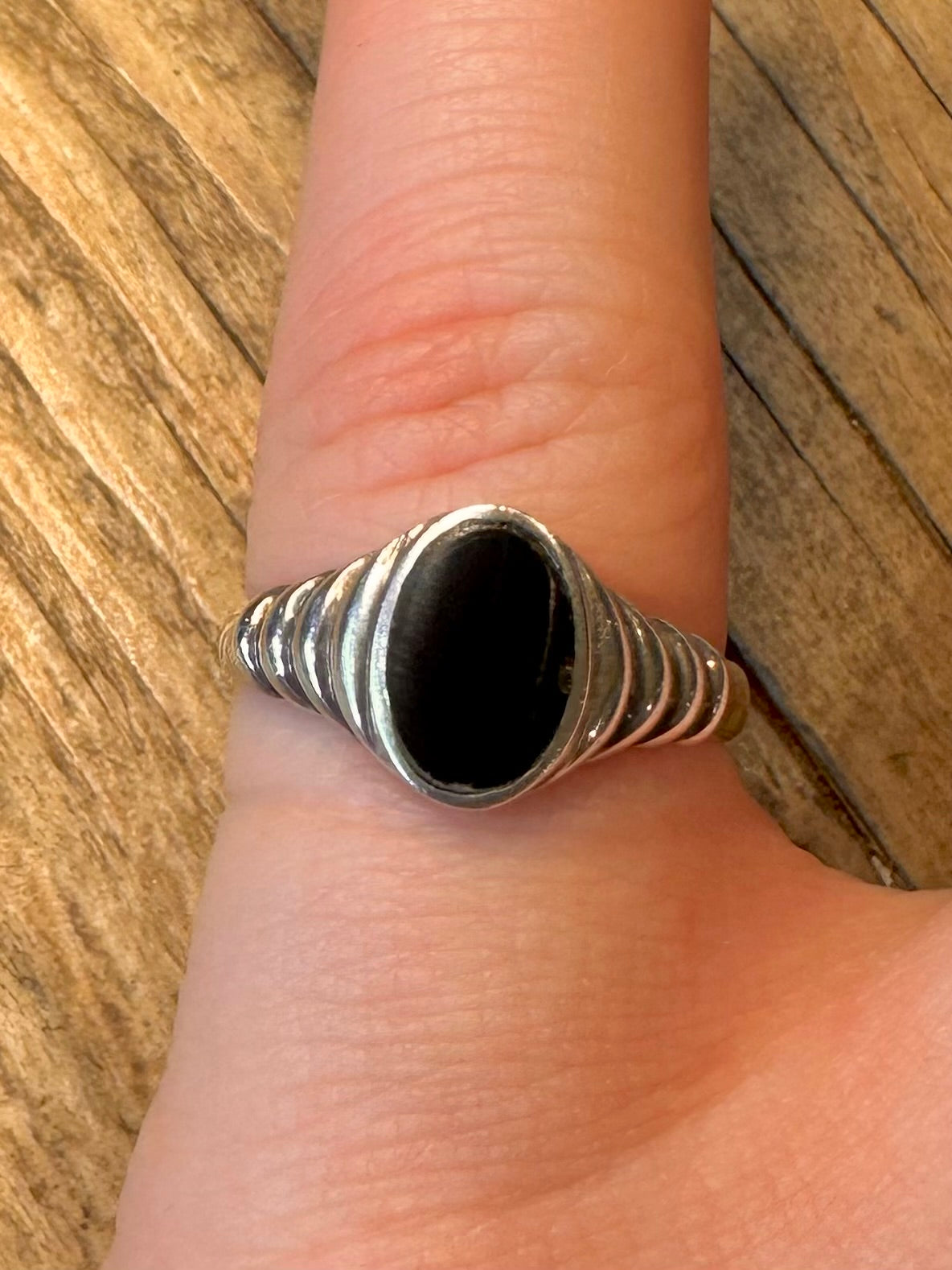Onyx Signet 925 Sterling Silver Size N Ring