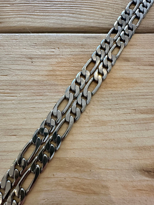 Modern Chunky Figaro Chain 925 Silver 23.8 inch Necklace