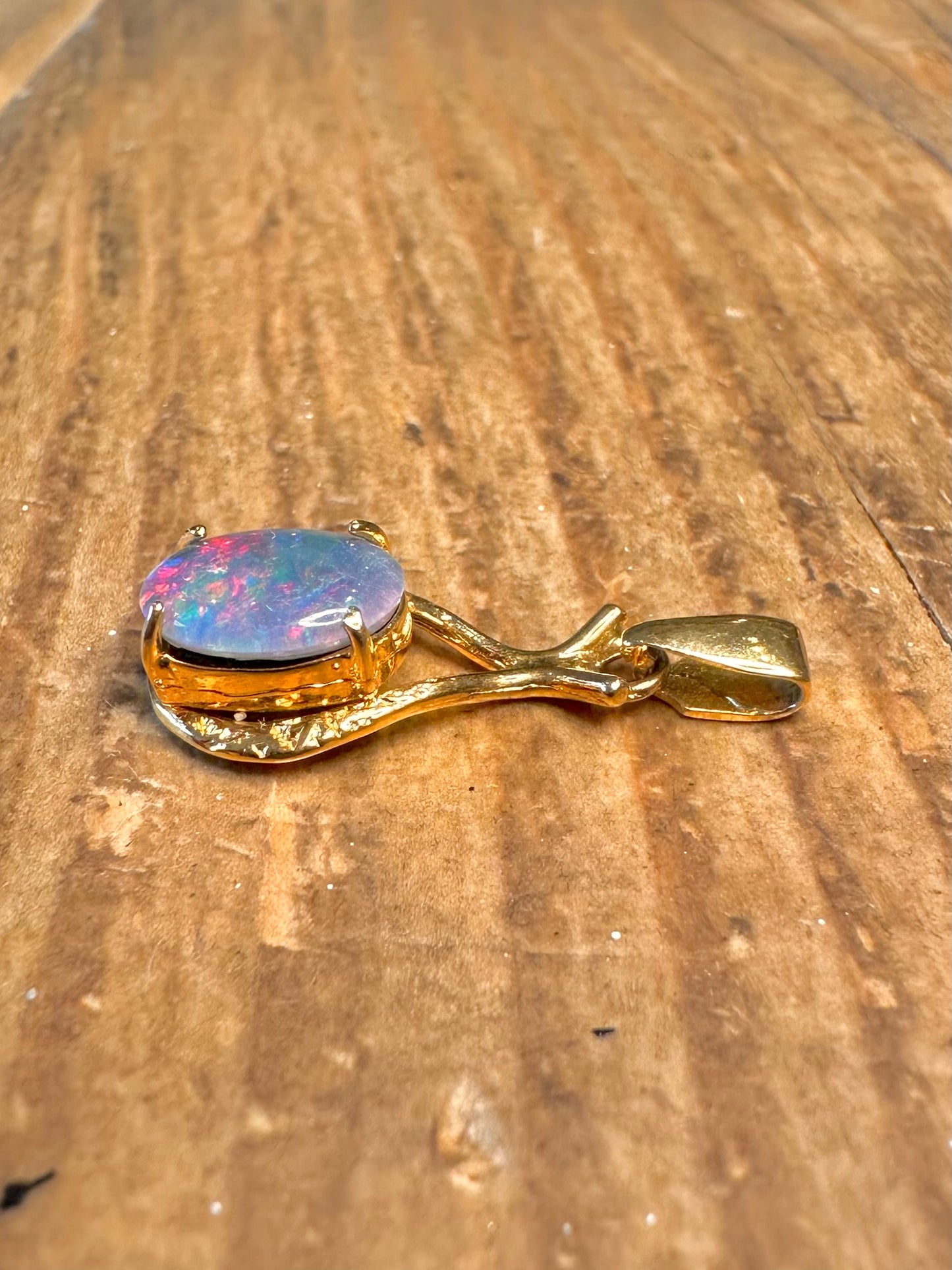 Blue Opal Gold on 925 Sterling Silver Pendant