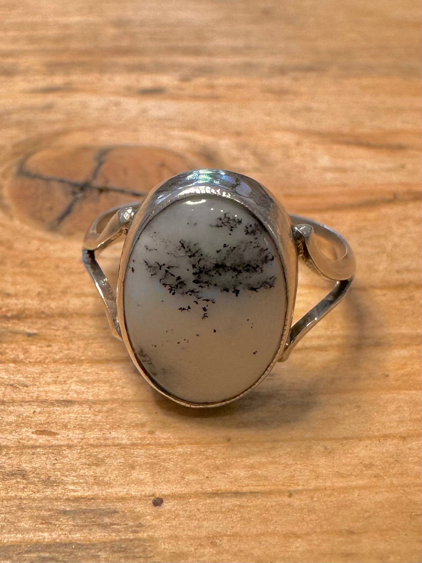Vintage Dendritic 925 Silver Size N Ring