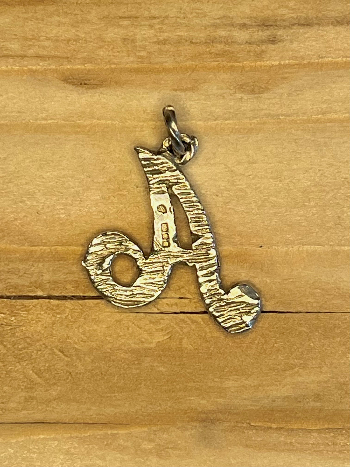 Italic Textured 1975 Letter A London 925 Sterling Silver Pendant
