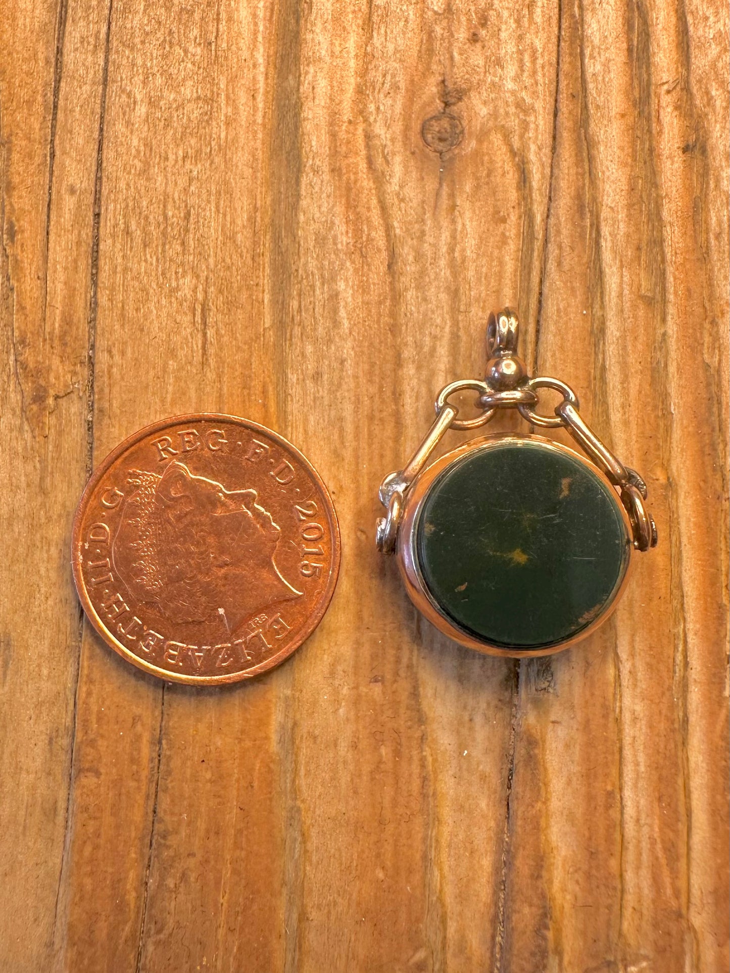 Antique 1912 9ct Gold Spinning Fob Carnelian and Bloodstone Pendant