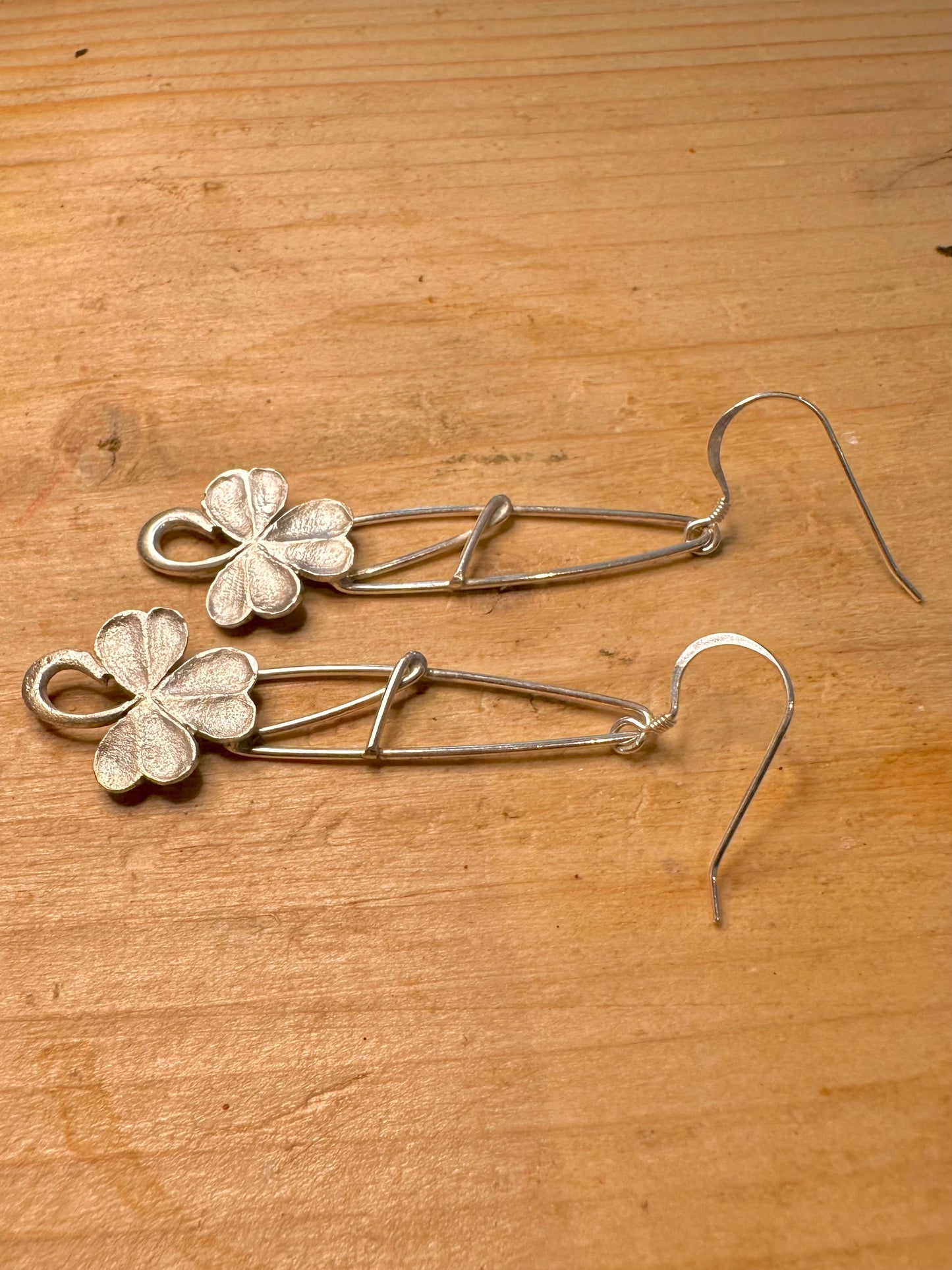 Abstract Handmade Clover 925 Silver Earrings