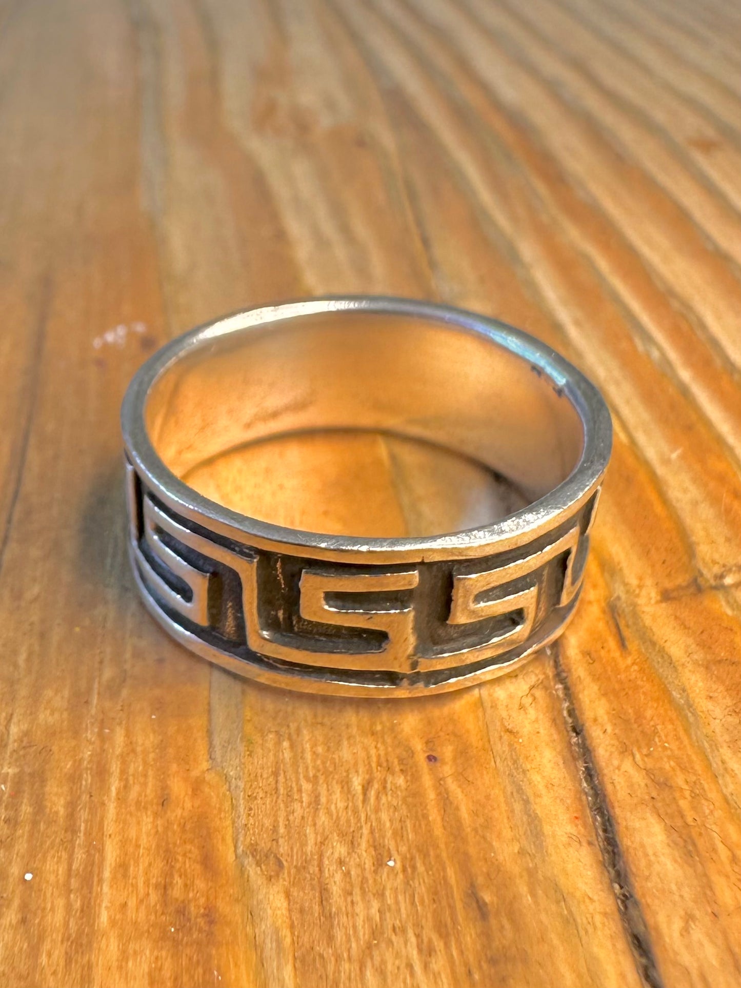 Greek Key Band 925 Sterling Silver Size S1/2 Ring