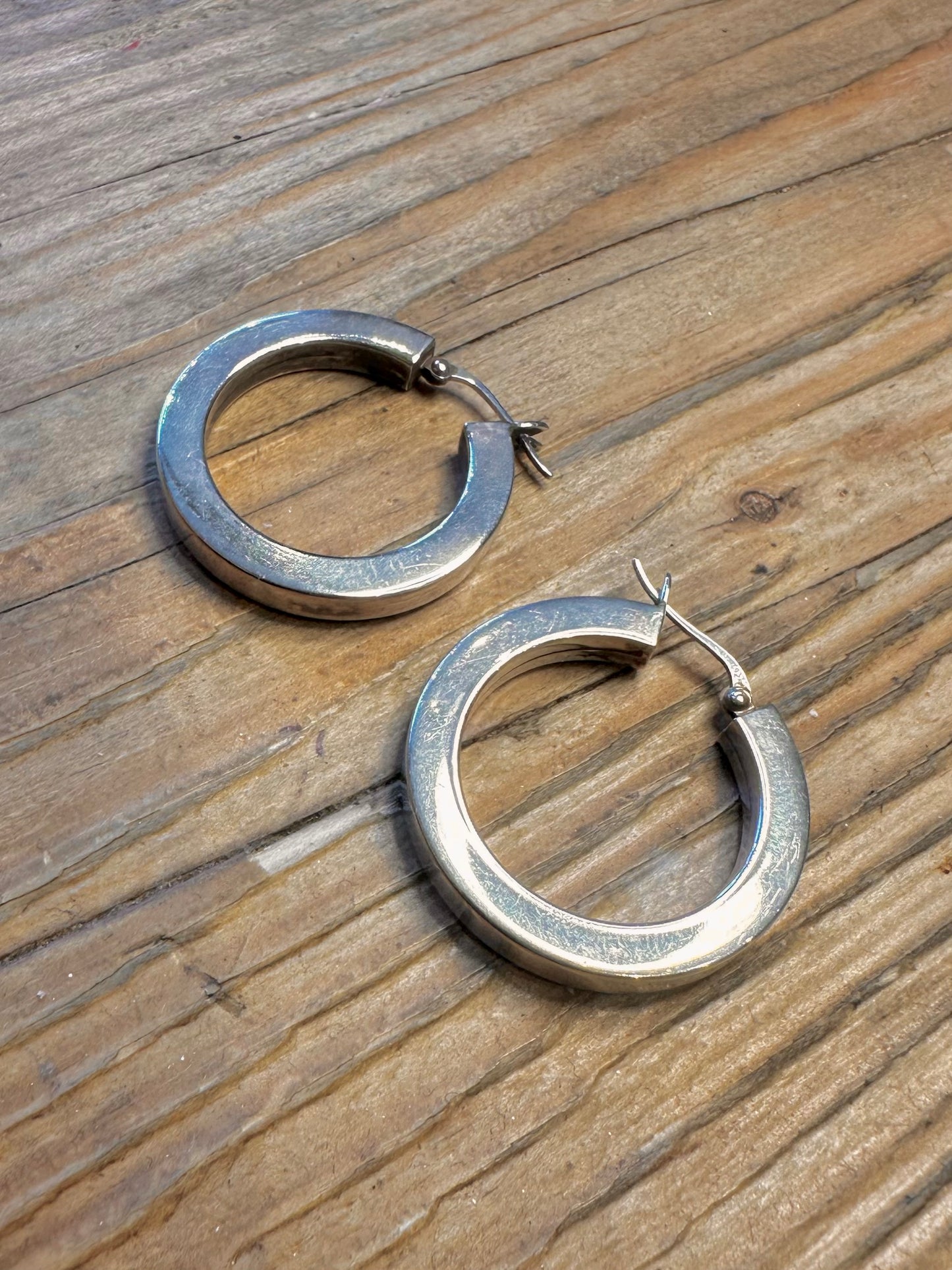 Chunky Square Tube Hoops 925 Sterling Silver Earrings