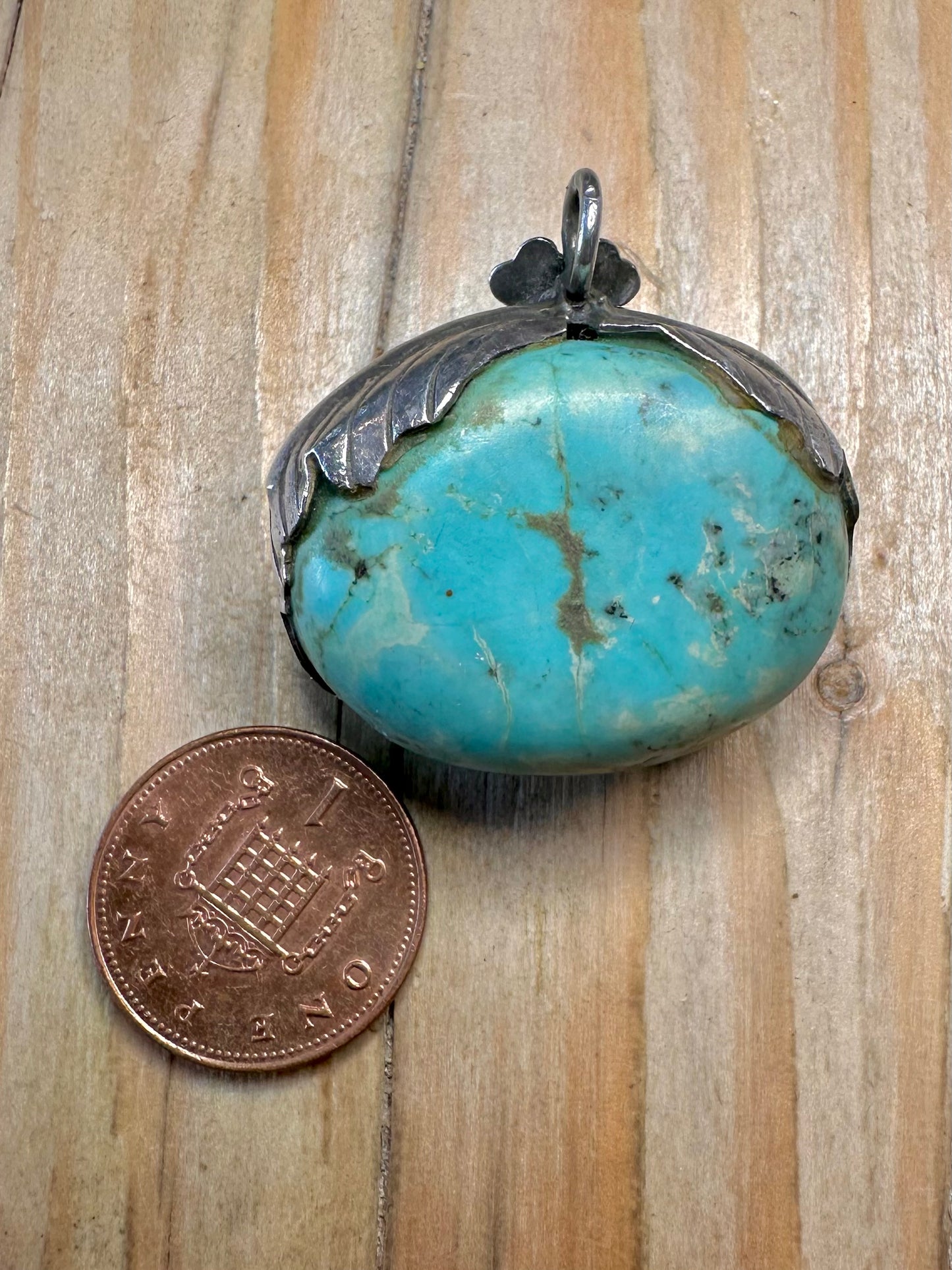 Vintage Roh-Türkis Navajo 925 Sterling Silber Anhänger