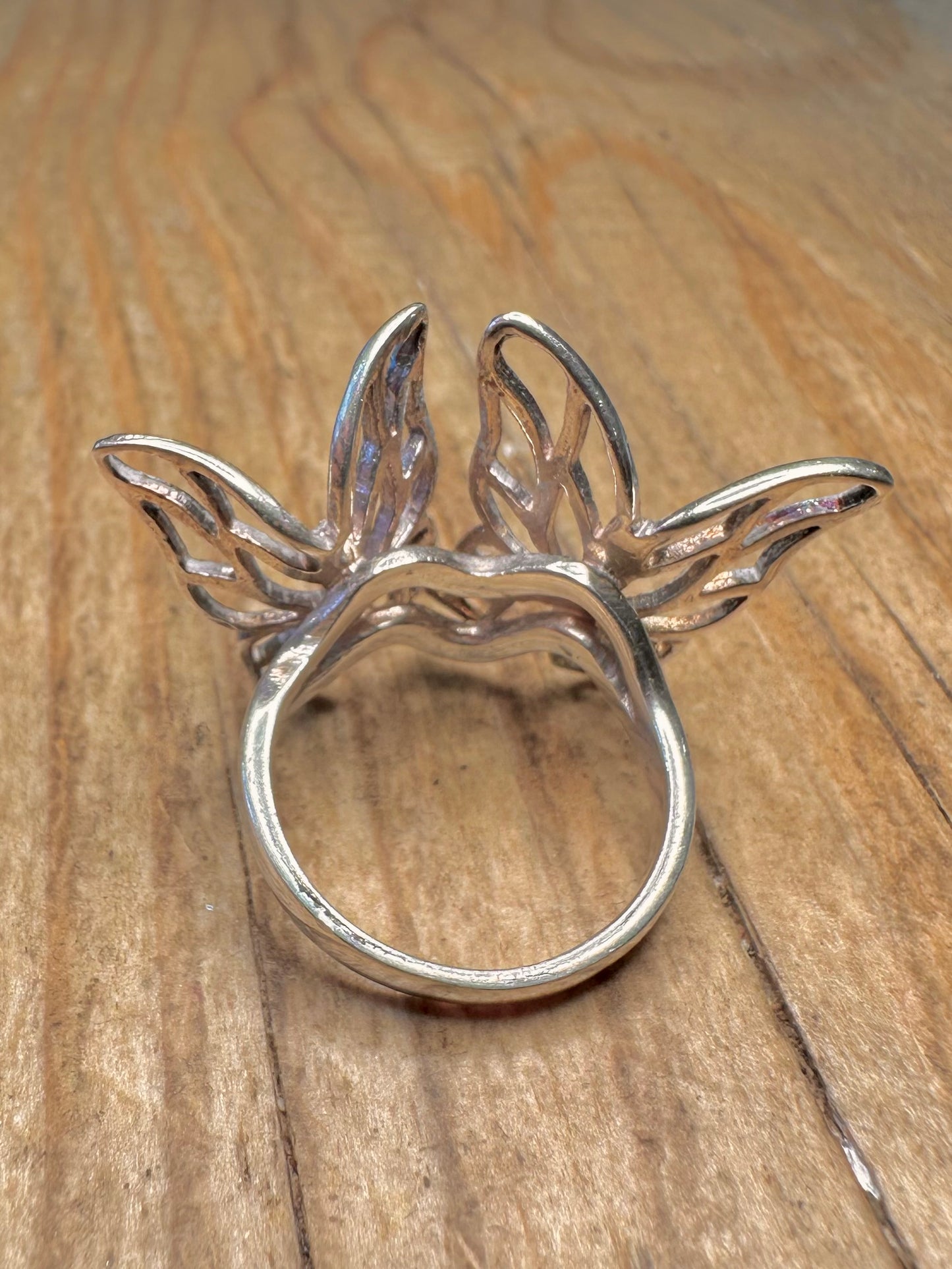 Vintage Double Butterfly 925 Sterling Silver Size N Ring