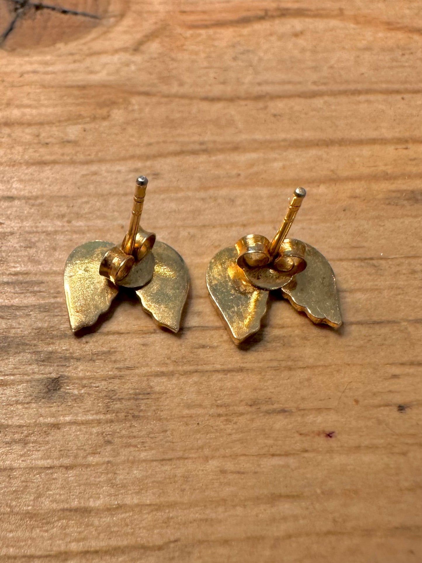 Vintage Wing Studs Gold on 925 Silver Earrings