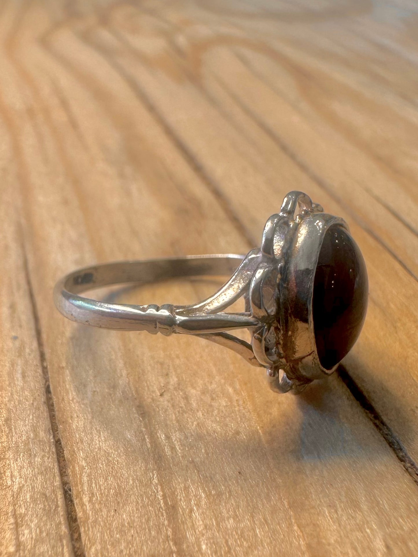 Vintage Garnet 925 Silver Size M Ring