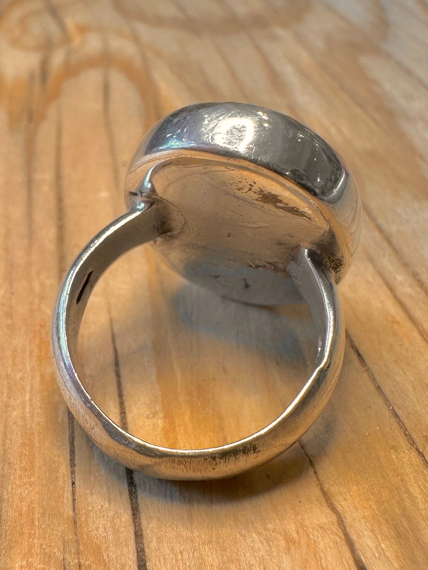Chunky 2000 Green Stone 925 Silver Size P Ring