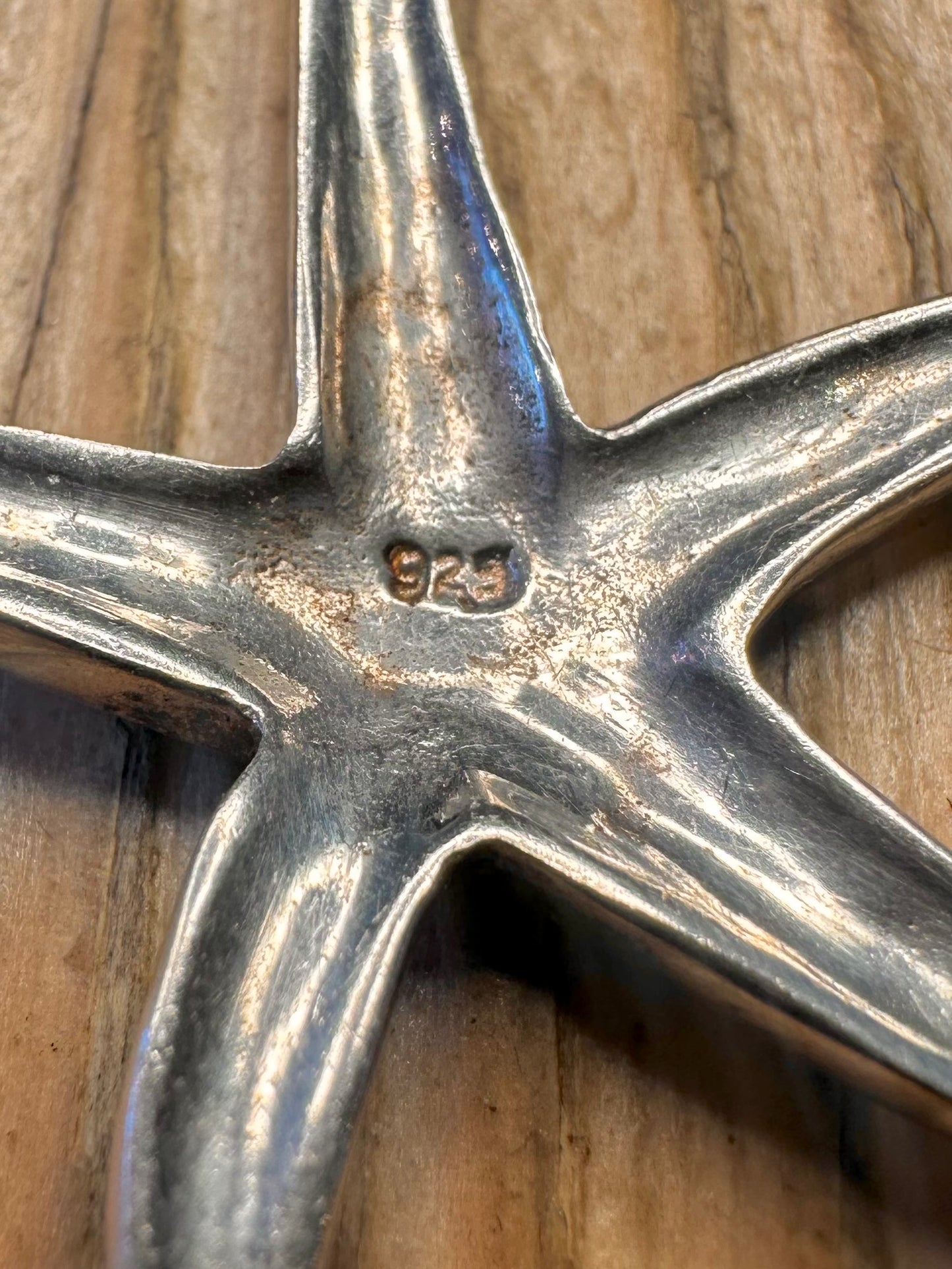 Blue Mother of Pearl Starfish 925 Sterling Silver Pendant