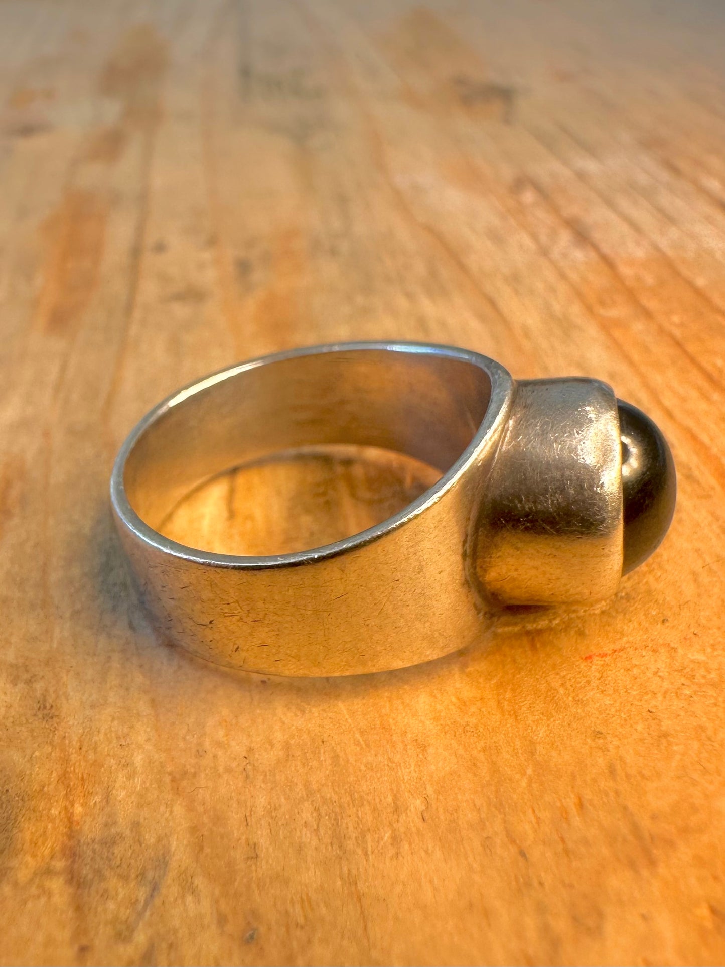 Onyx Circle Signet Style 925 Sterling Silver Size N Ring