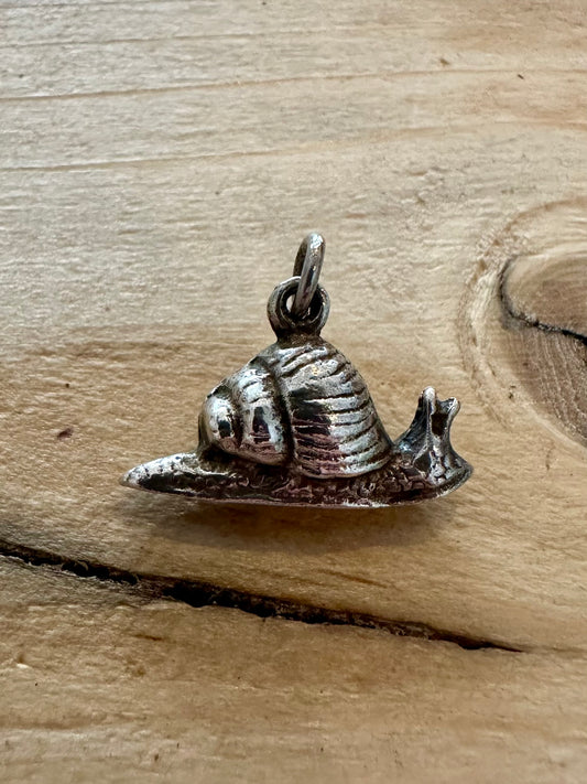 Vintage Snail Solid 925 Silver Charm Pendant