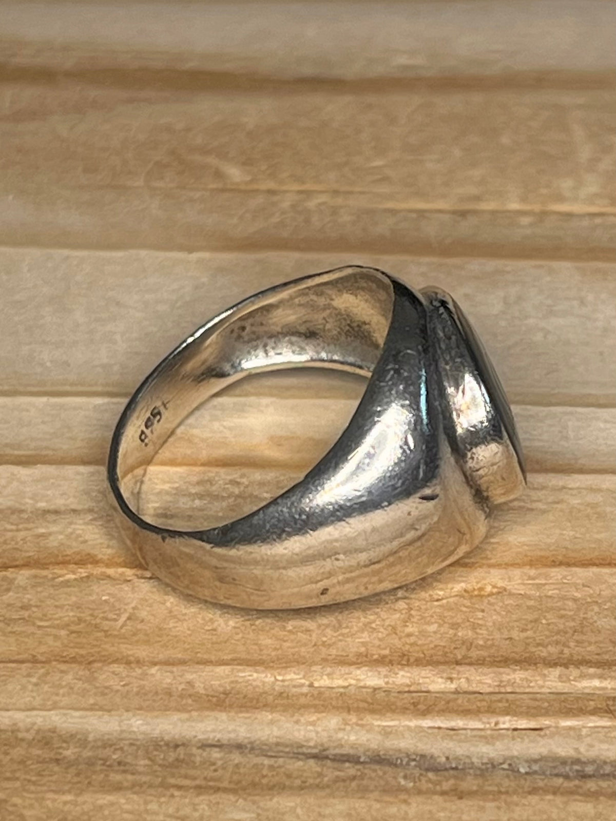 Modernist Abalone Tear Drop 925 Sterling Silver Size Q Ring