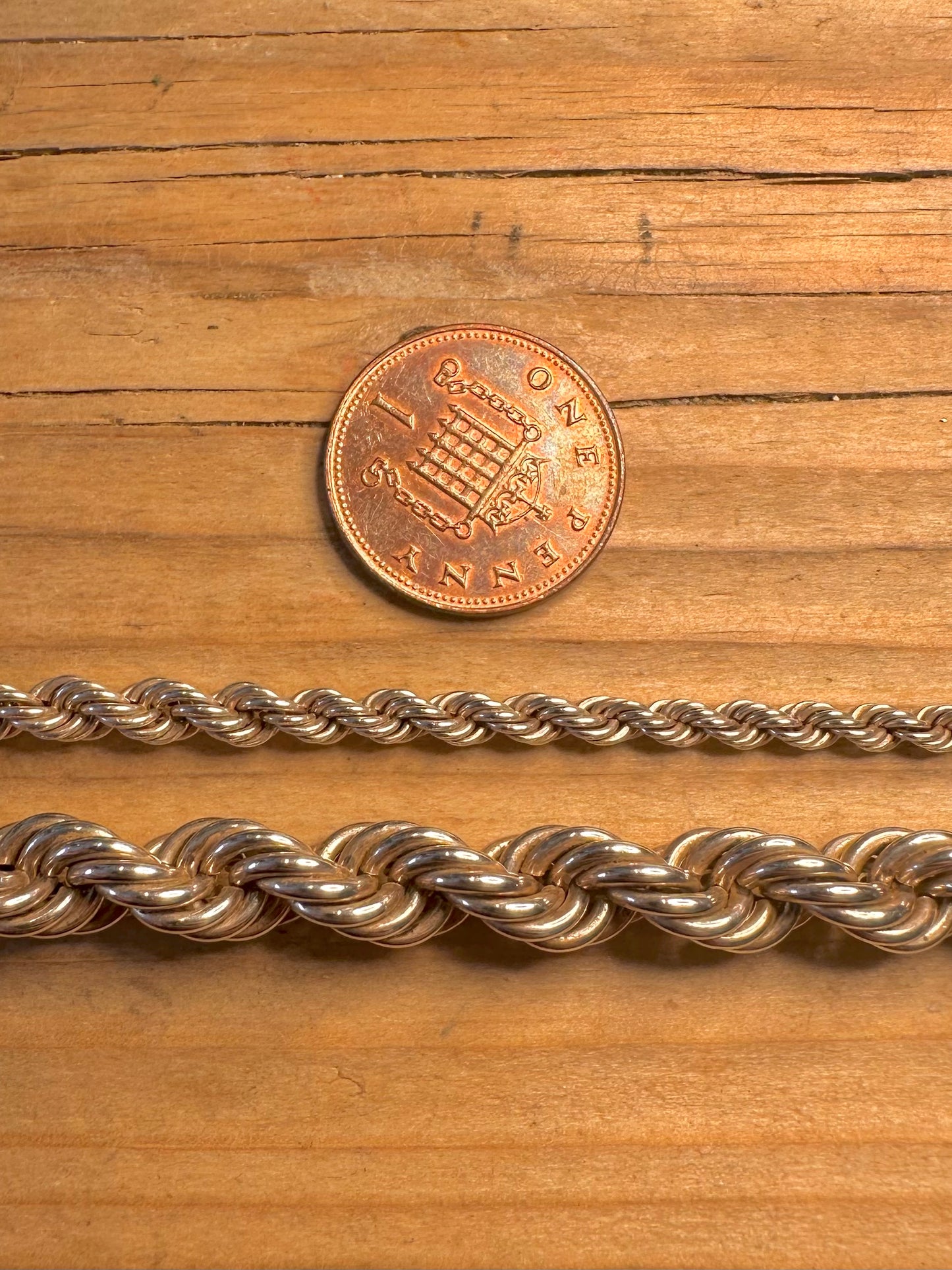 Vintage Graduated Rope Chain 925 Sterling Silver 20 inch Necklace
