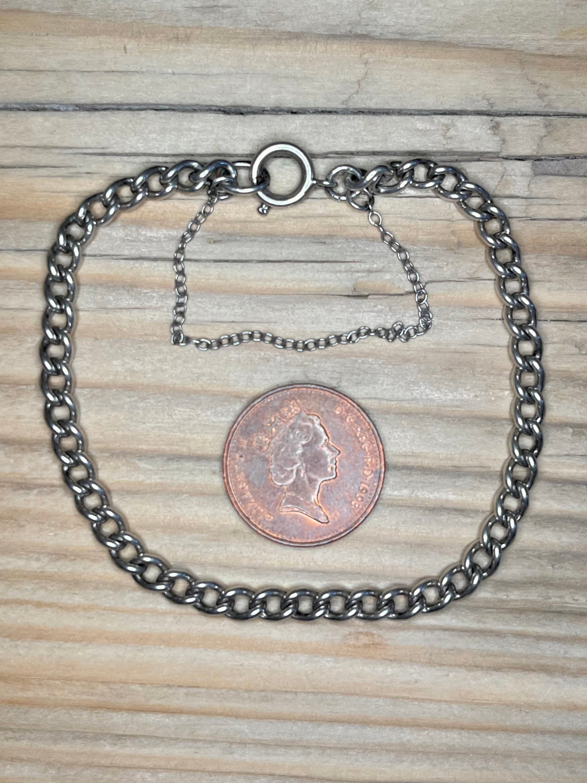 Curb Chain with Safety Chain 925 Sterling Silver 7.2 Inch Bracelet