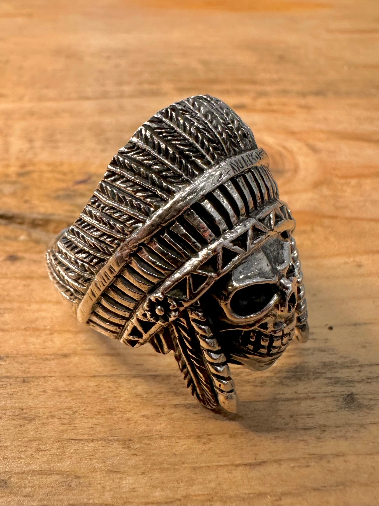 Vintage Native American Skull 925 Silver Size Z+1 Ring
