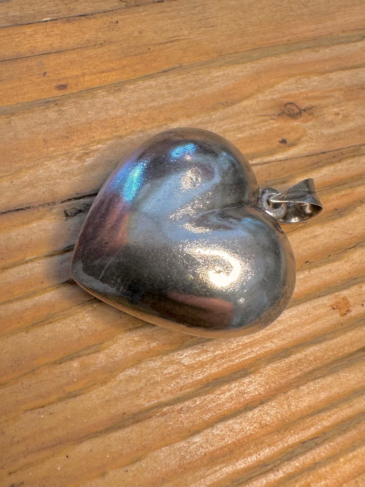 Large Puff Heart 925 Sterling Silver Pendant