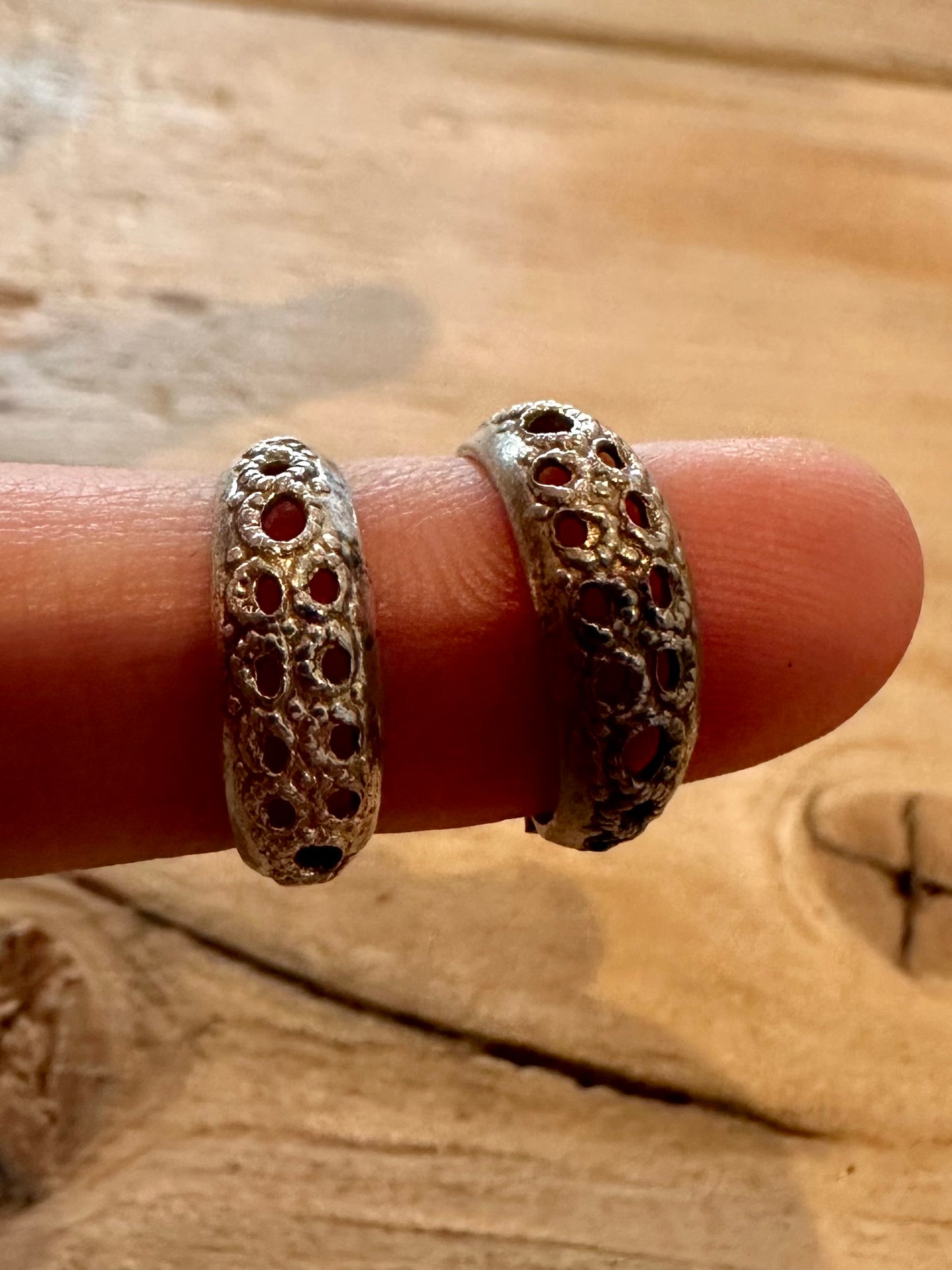 Vintage Oval Textured 925 Silver Hoop Earrings