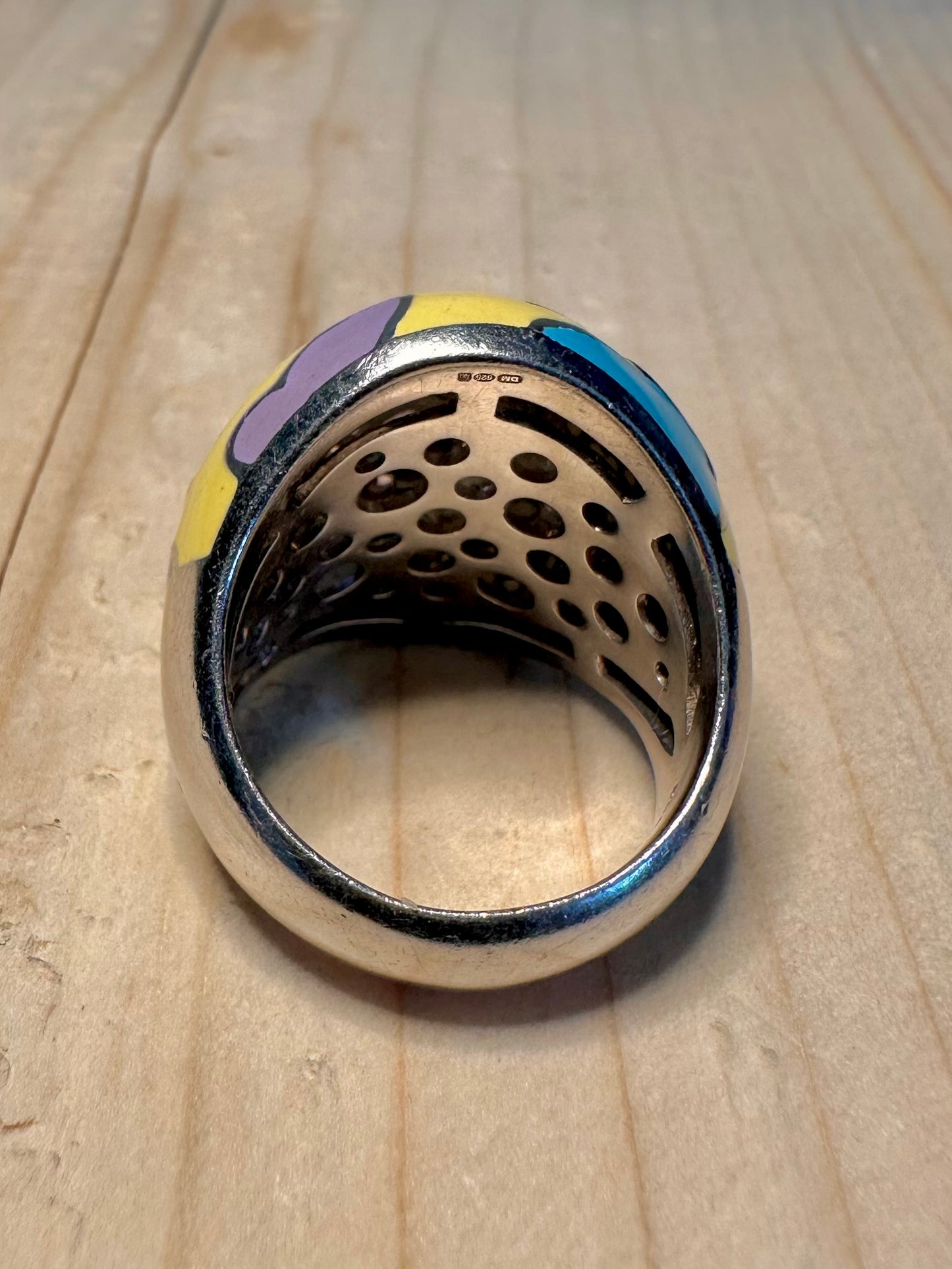 Belle Etoile Yellow Enamel Butterfly 925 Sterling Silver Size S Ring
