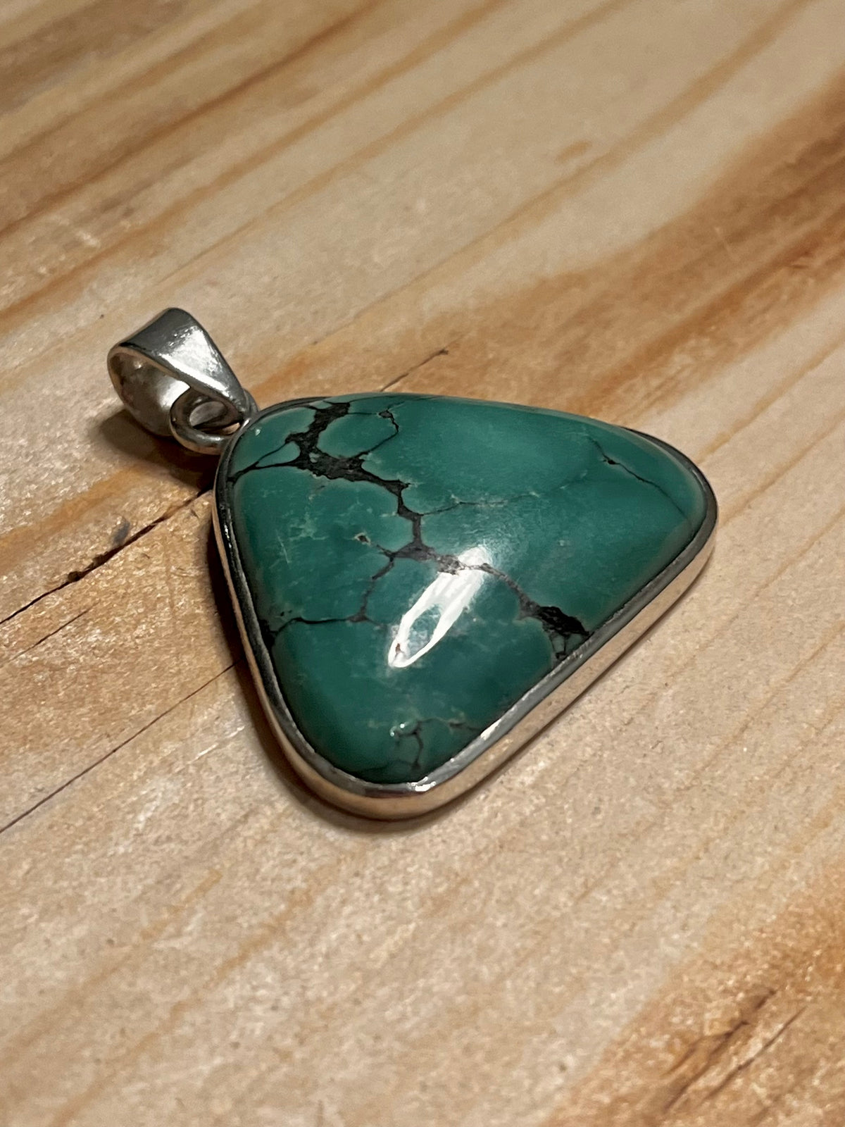 Triangular Turquoise 925 Sterling Silver Pendant