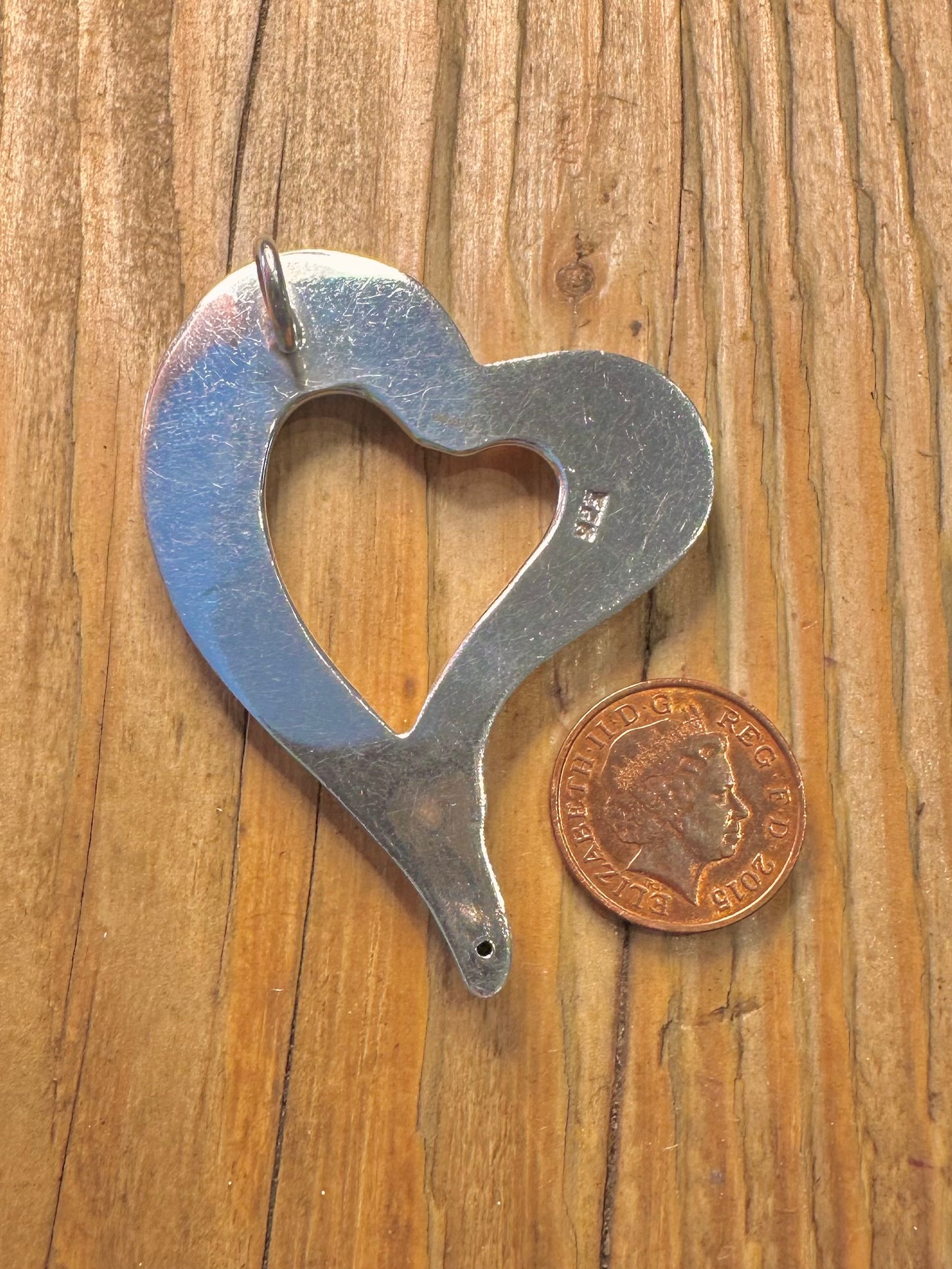 Large Abstract Heart 925 Sterling Silver Pendant