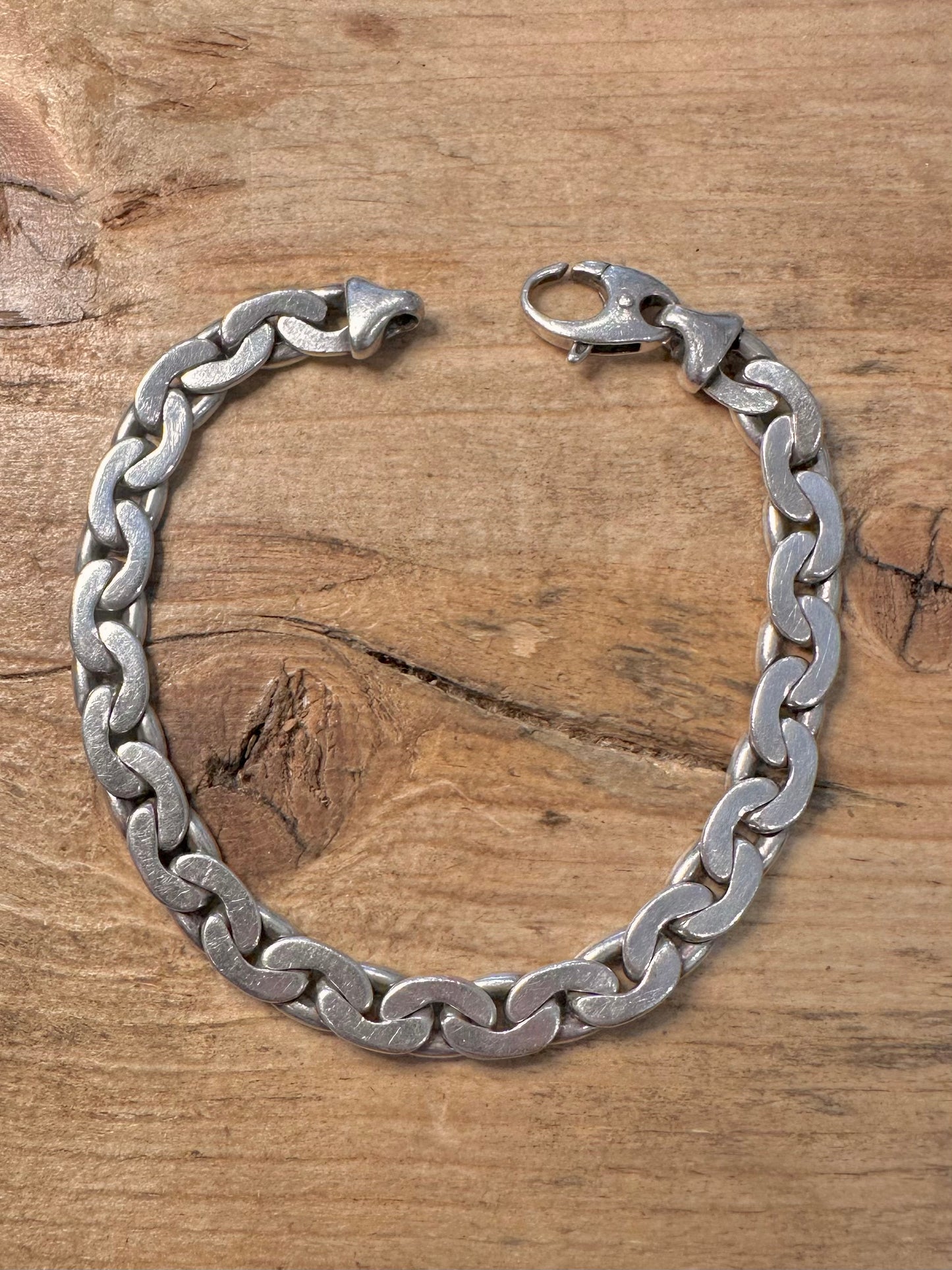 Vintage Unique Oval Curb Link 925 8 inch Necklace