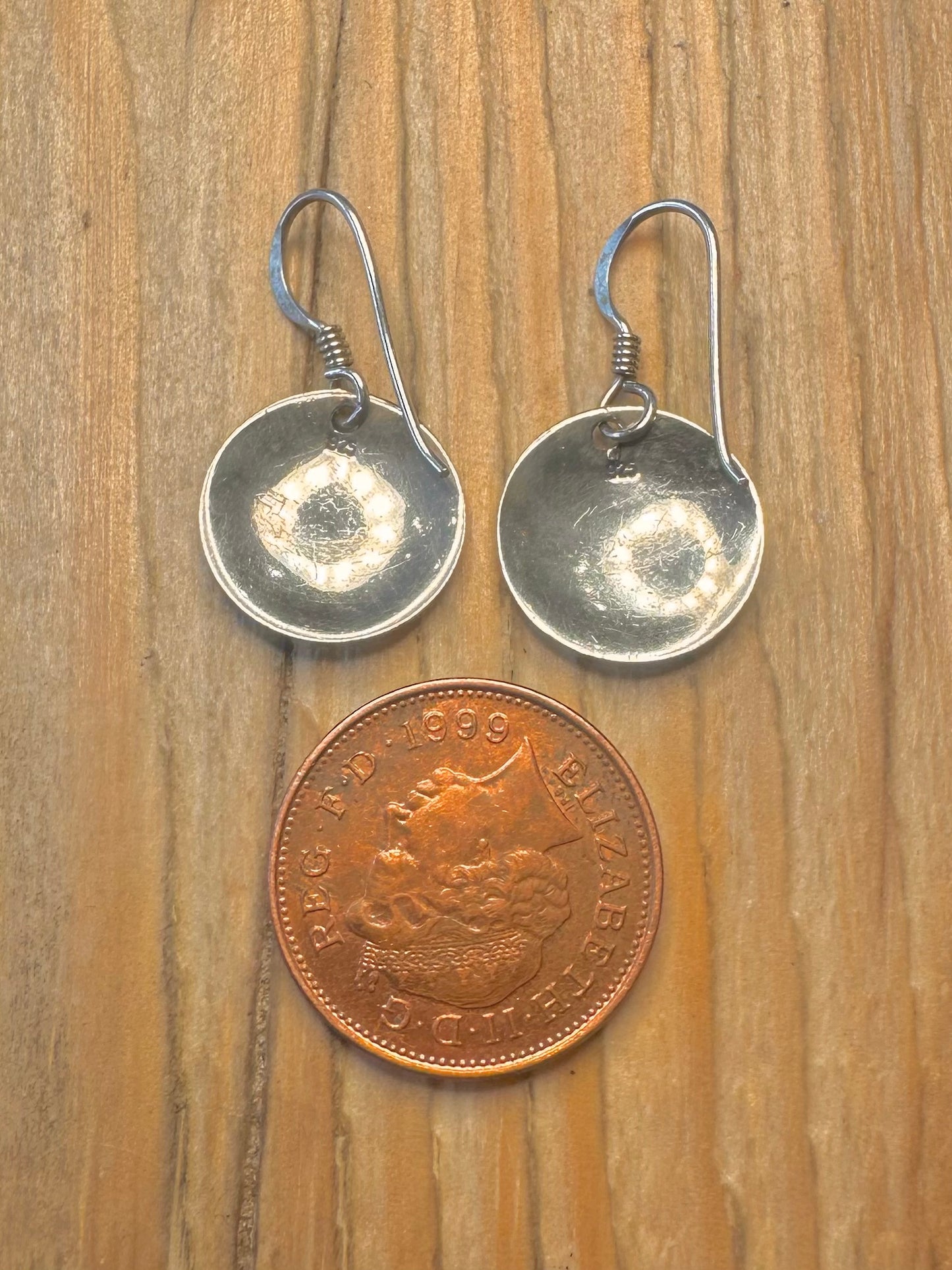 Modern Hammered Circle 925 Sterling Silver Earrings